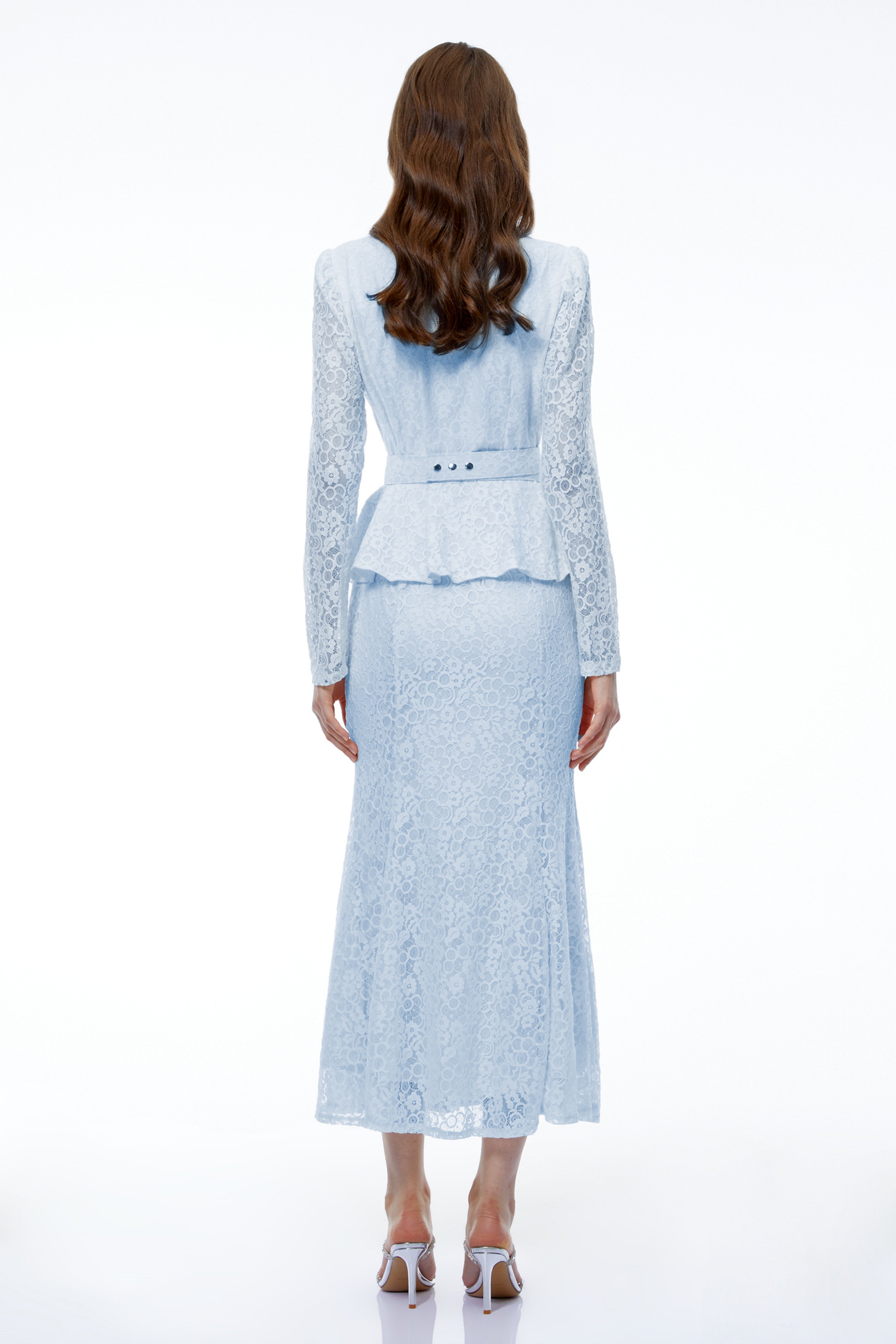 Iona Blue Lace Maxi Dress with 3D Florals