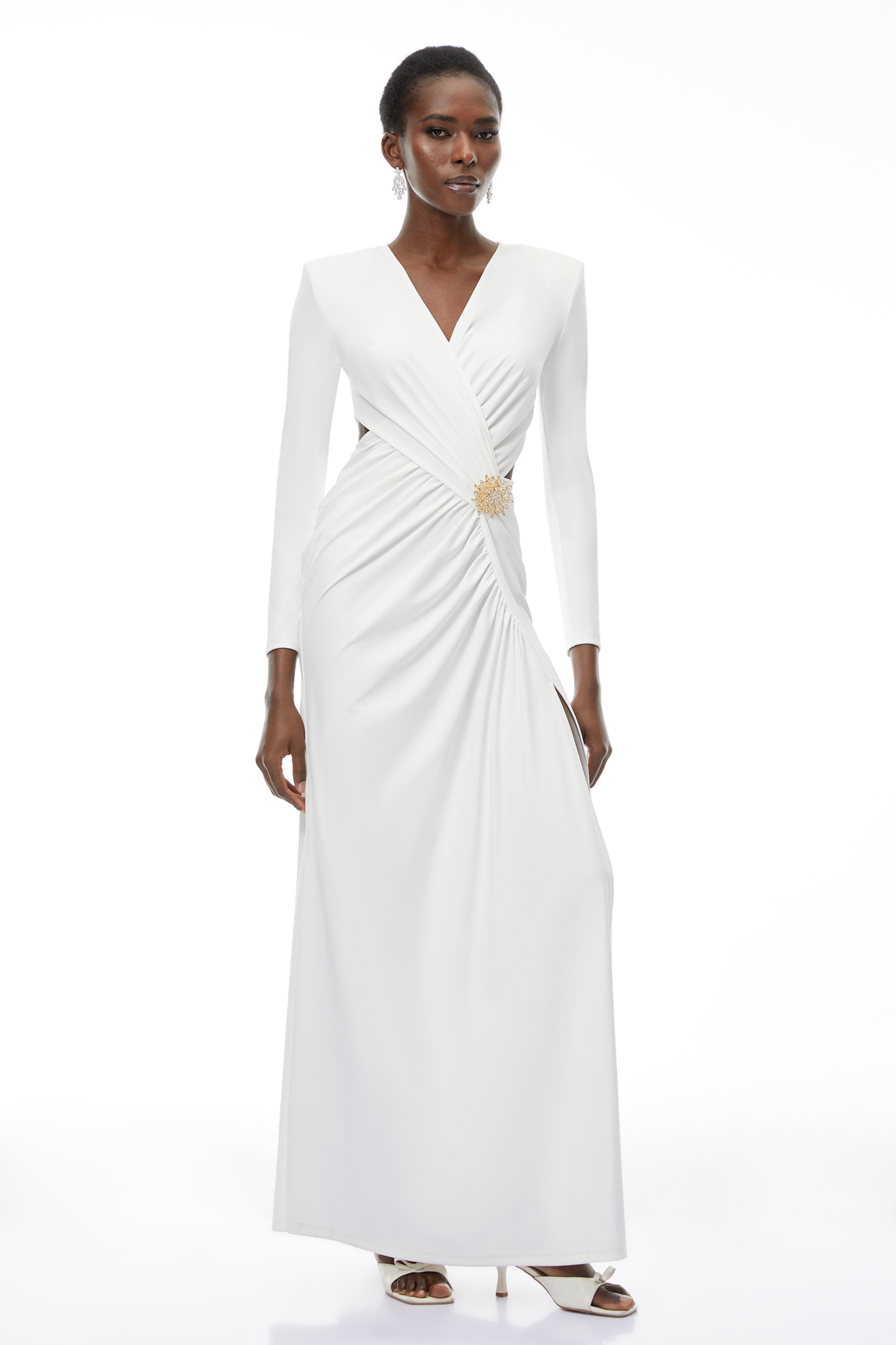 Irena – Maxikleid mit gekreuztem Ausschnitt und Seitenschlitz