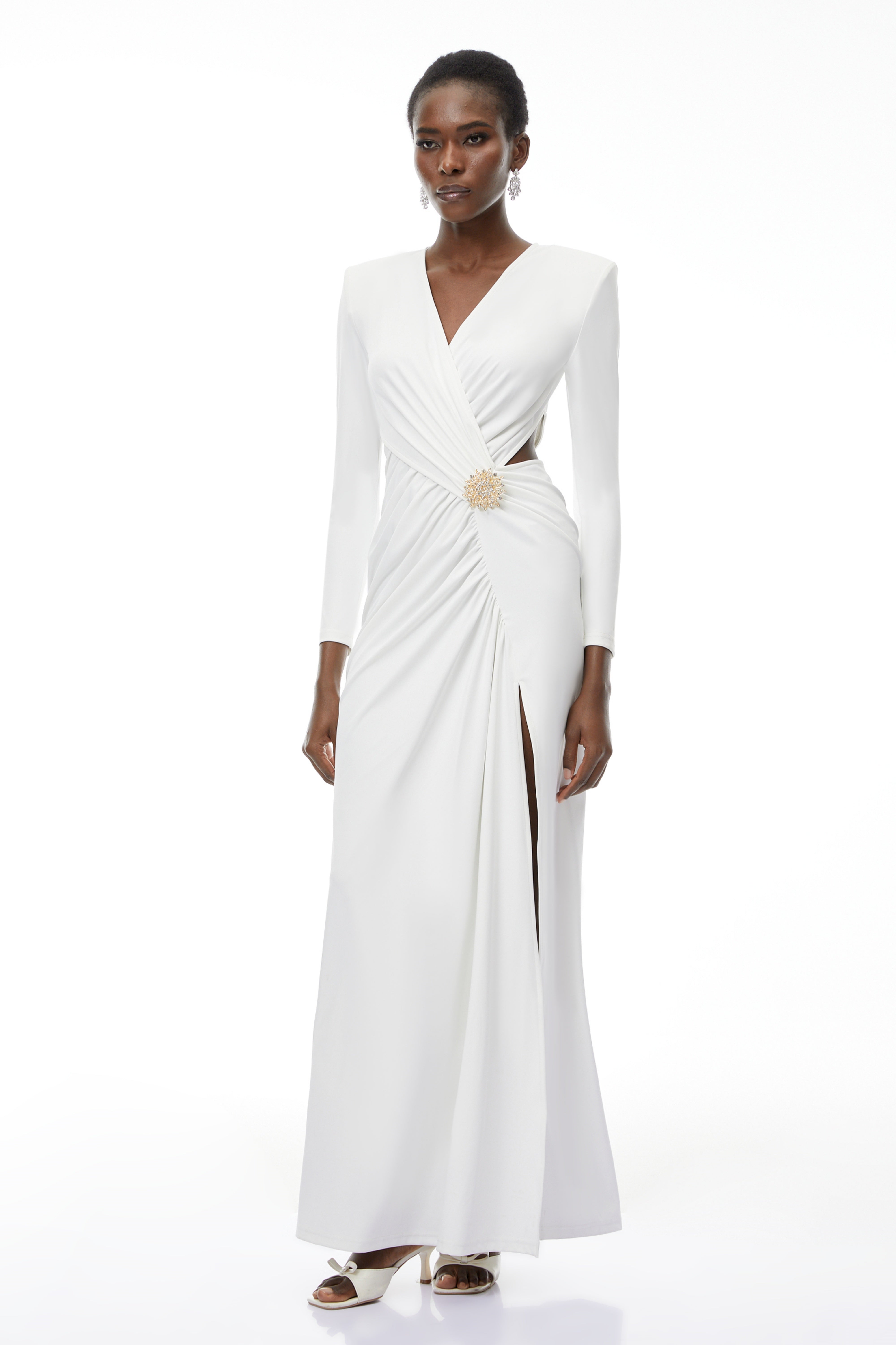 Irena – Maxikleid mit gekreuztem Ausschnitt und Seitenschlitz