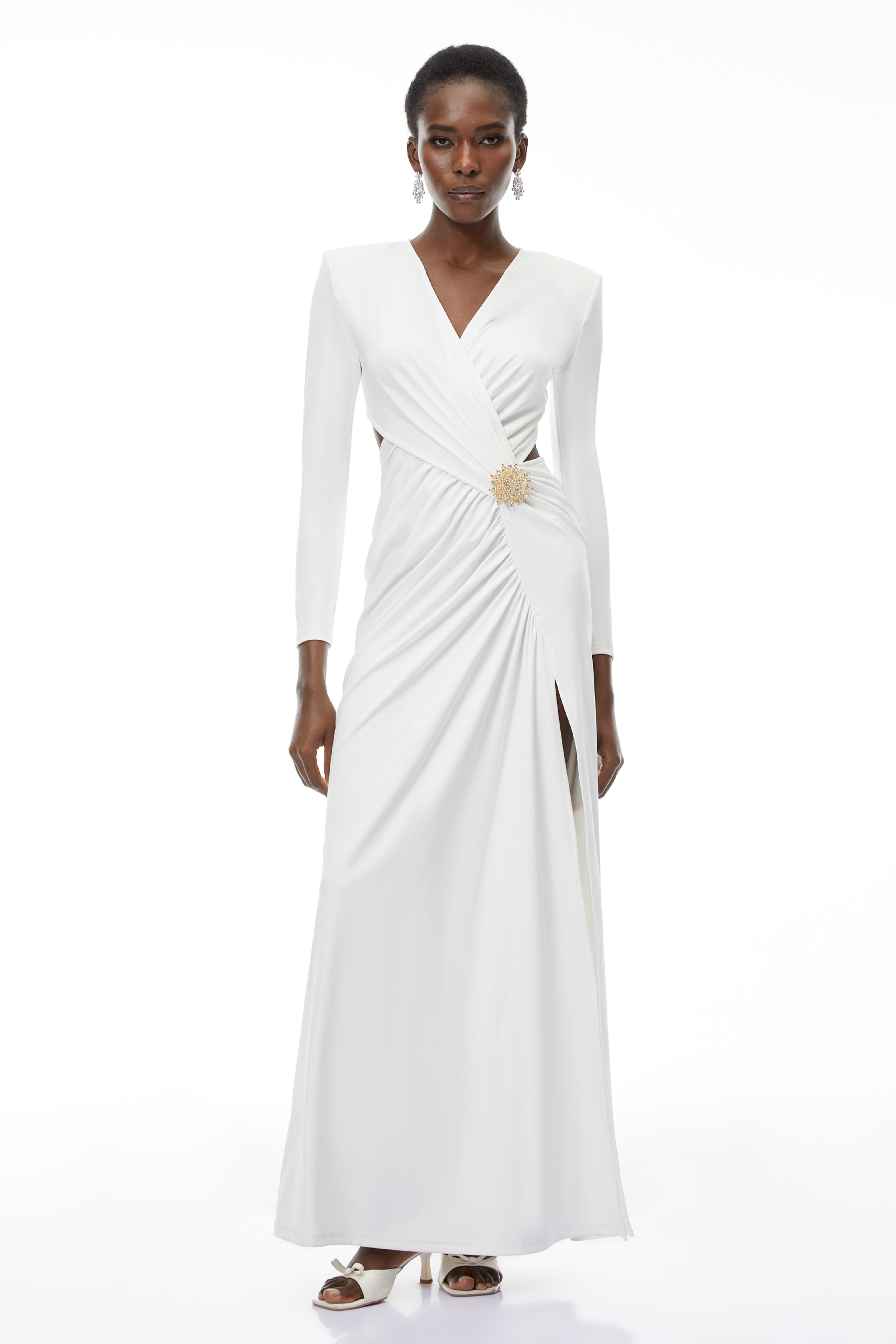 Irena – Maxikleid mit gekreuztem Ausschnitt und Seitenschlitz