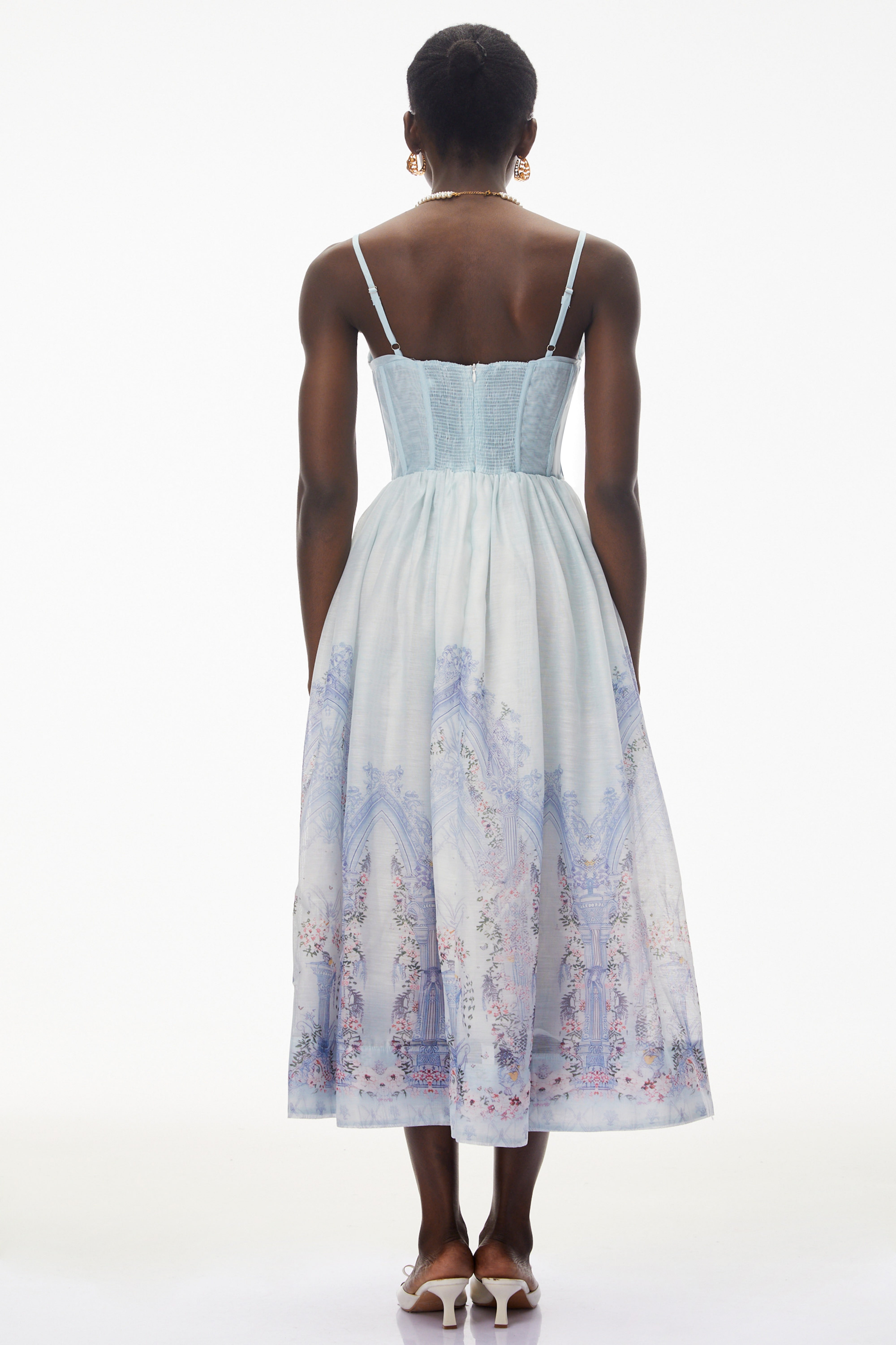 Iris Blue – Ärmelloses Midi-Kleid mit Rüschen