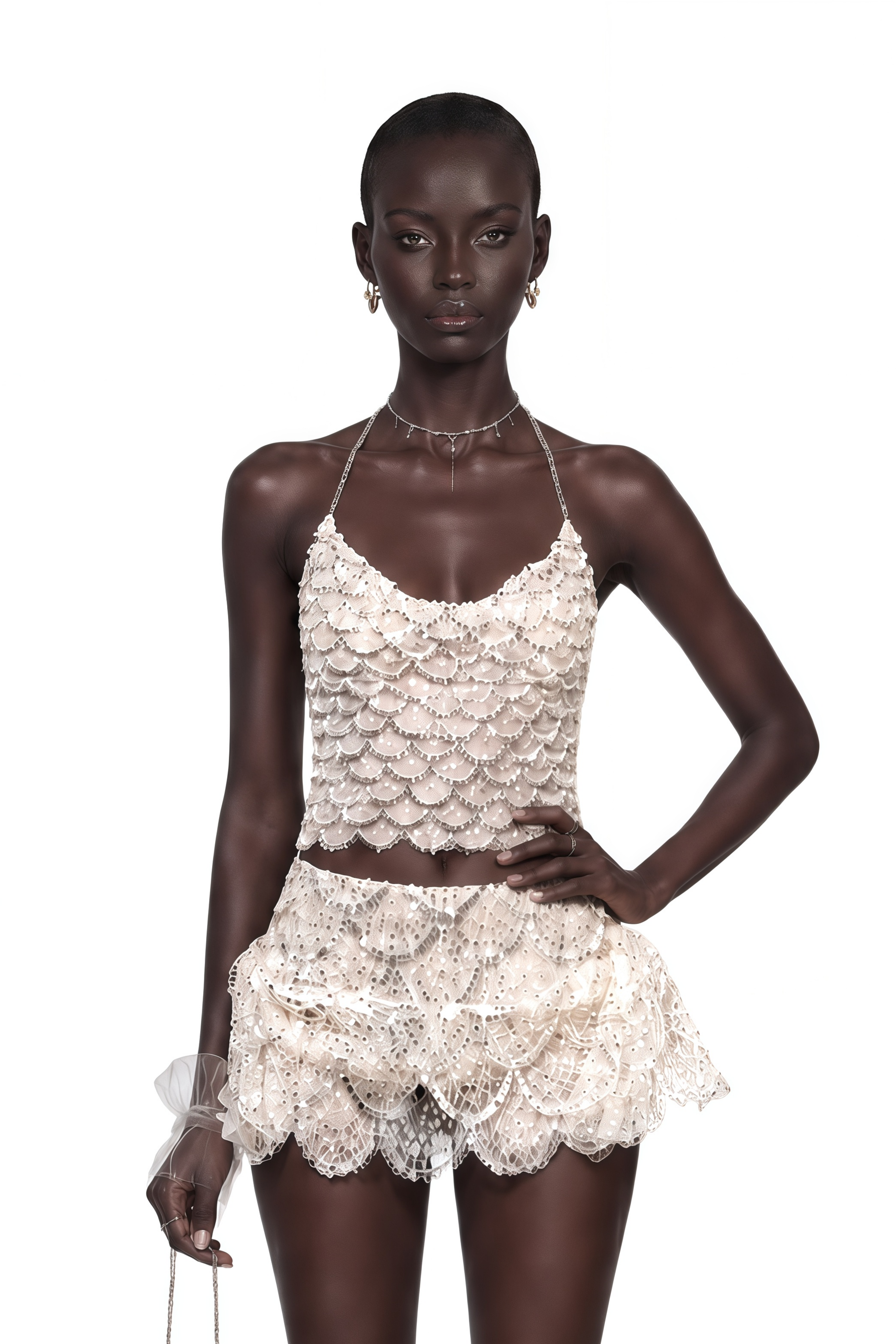Isabelle Champagne Sequin Top & Skirt Set