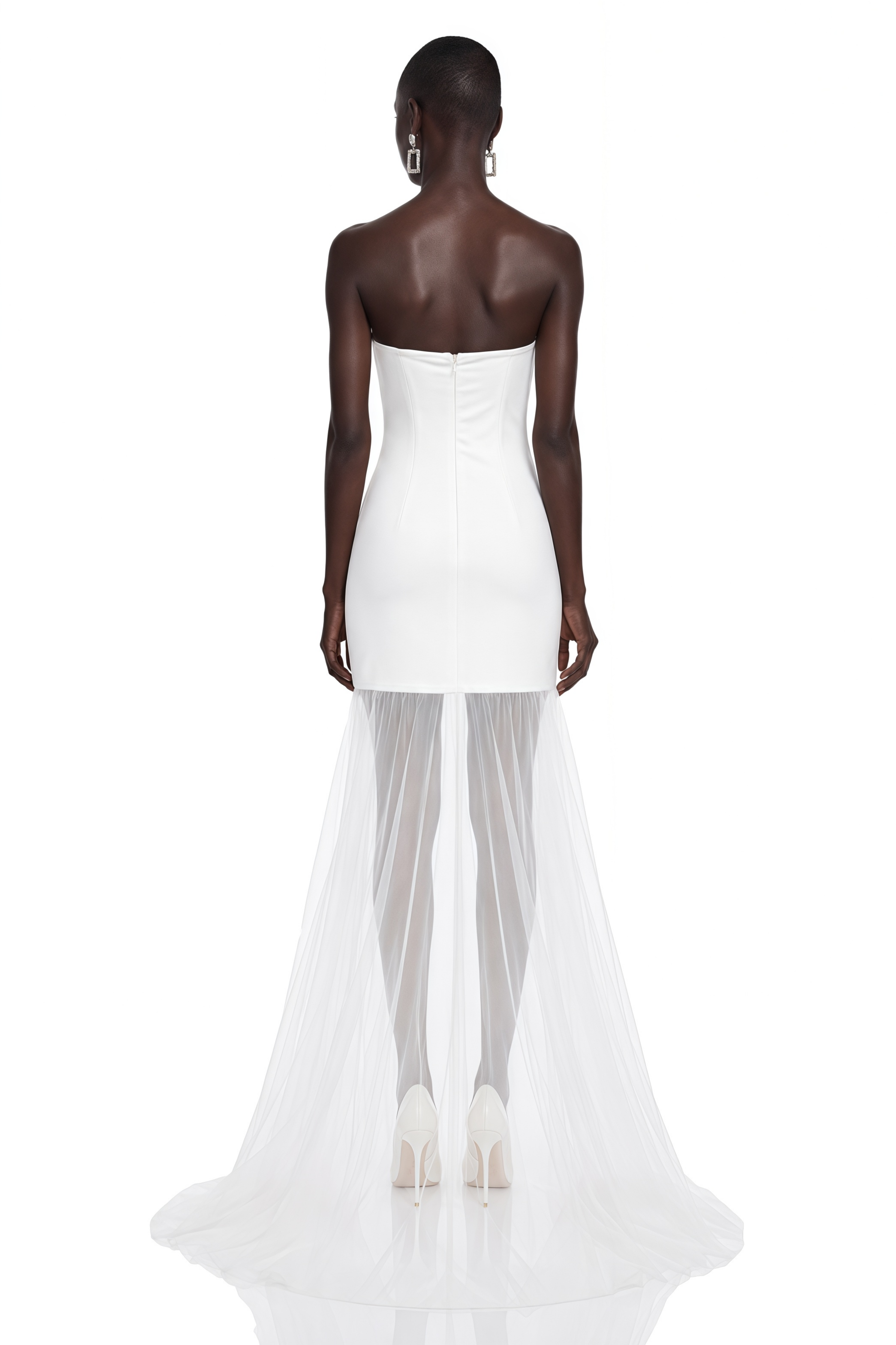 Janet White Floral Embroidered Asymmetrical Mini Dress
