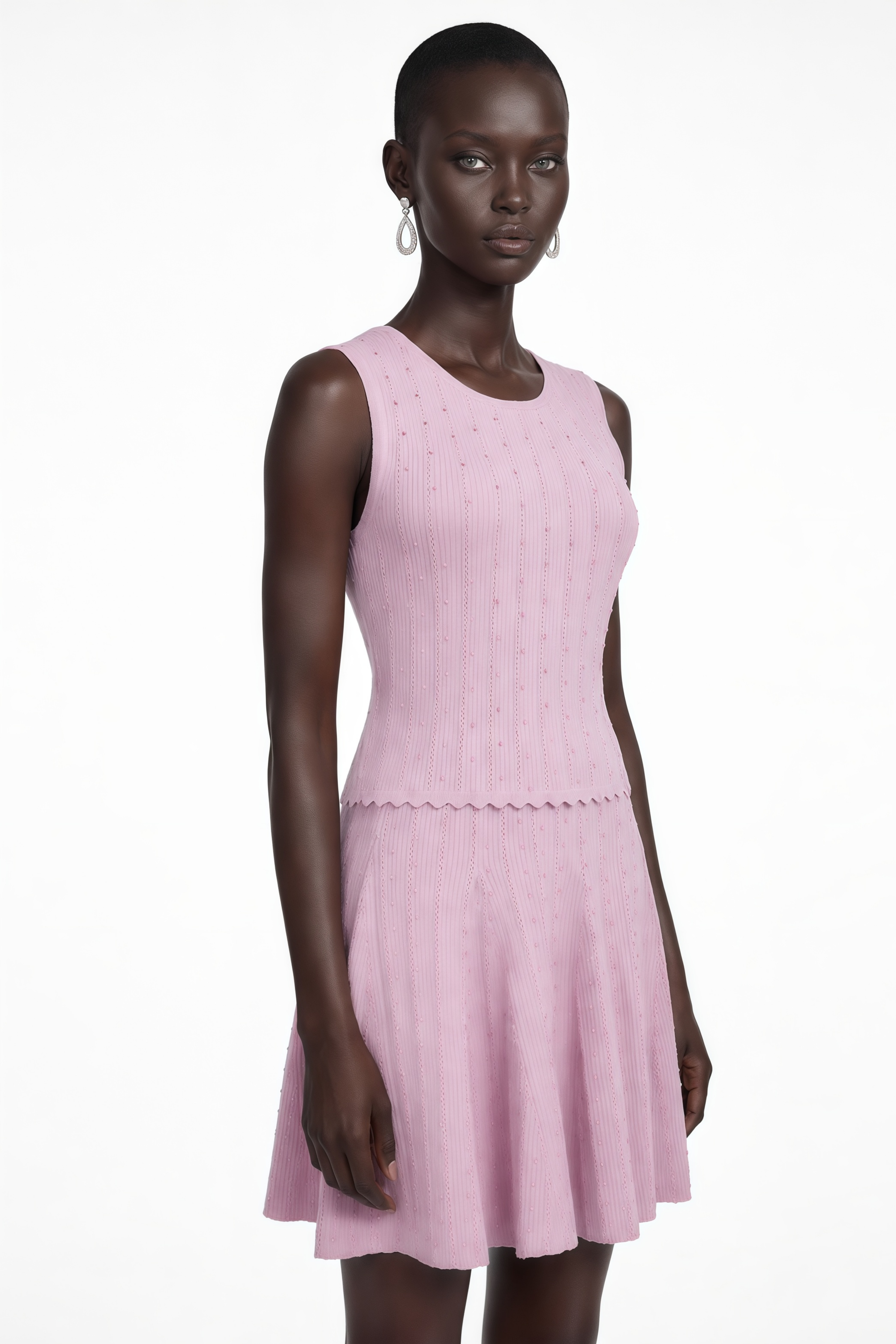 Joan Pink Ribbed Knit Top & Skirt Set