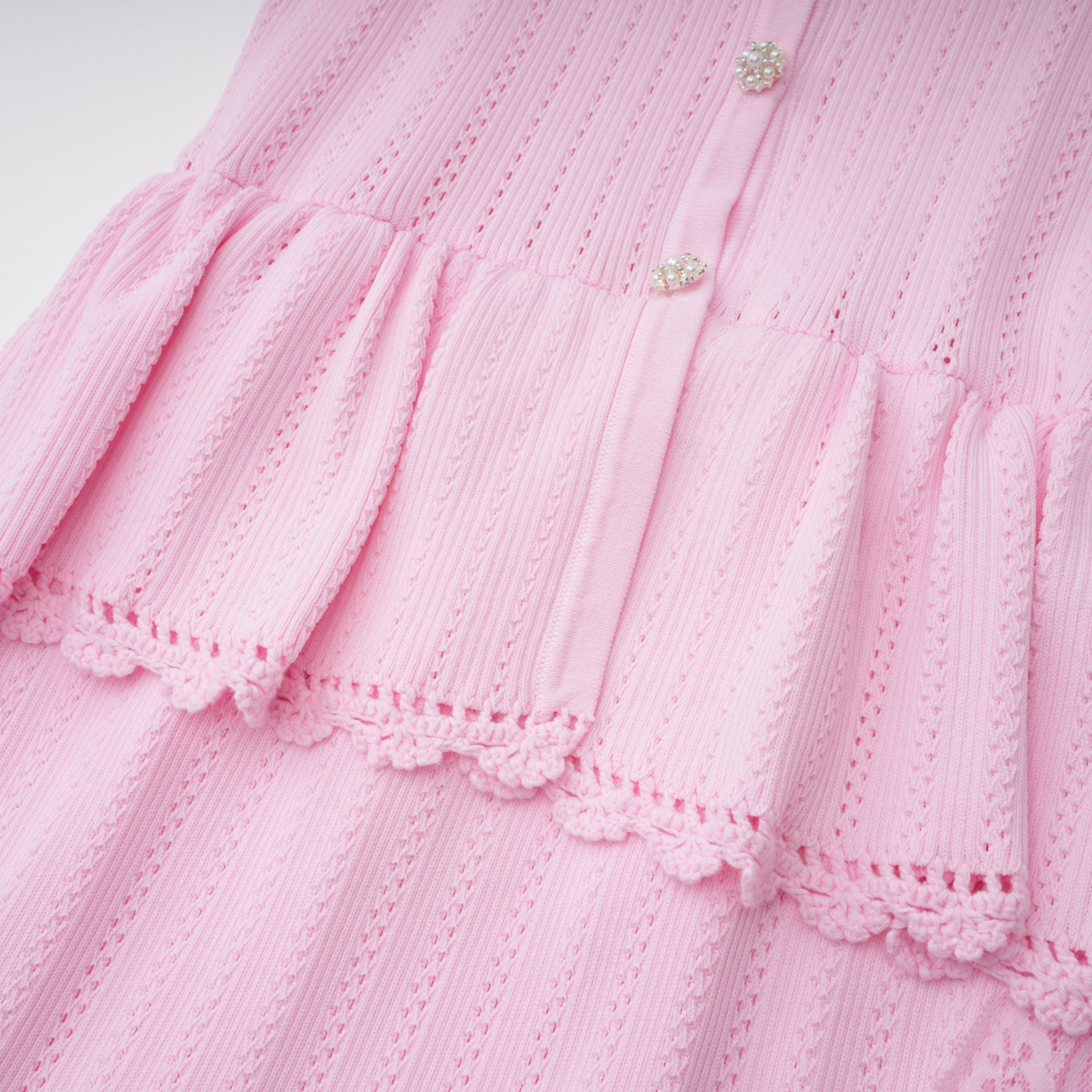 Jocasta Pink Stretch Lace Knit Midi Dress