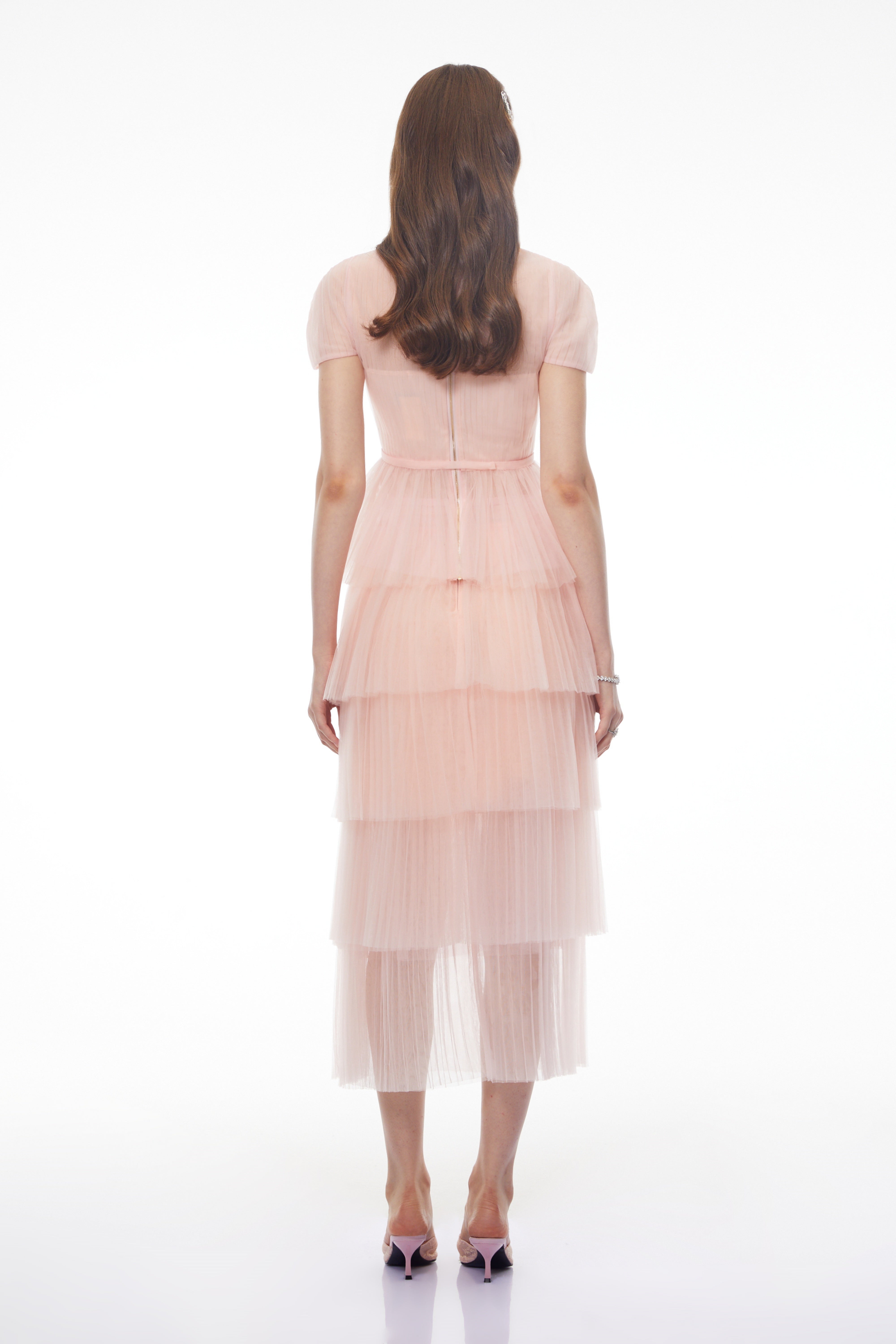 Johanna Pink Top & Tiered Skirt Set with 3D Florals