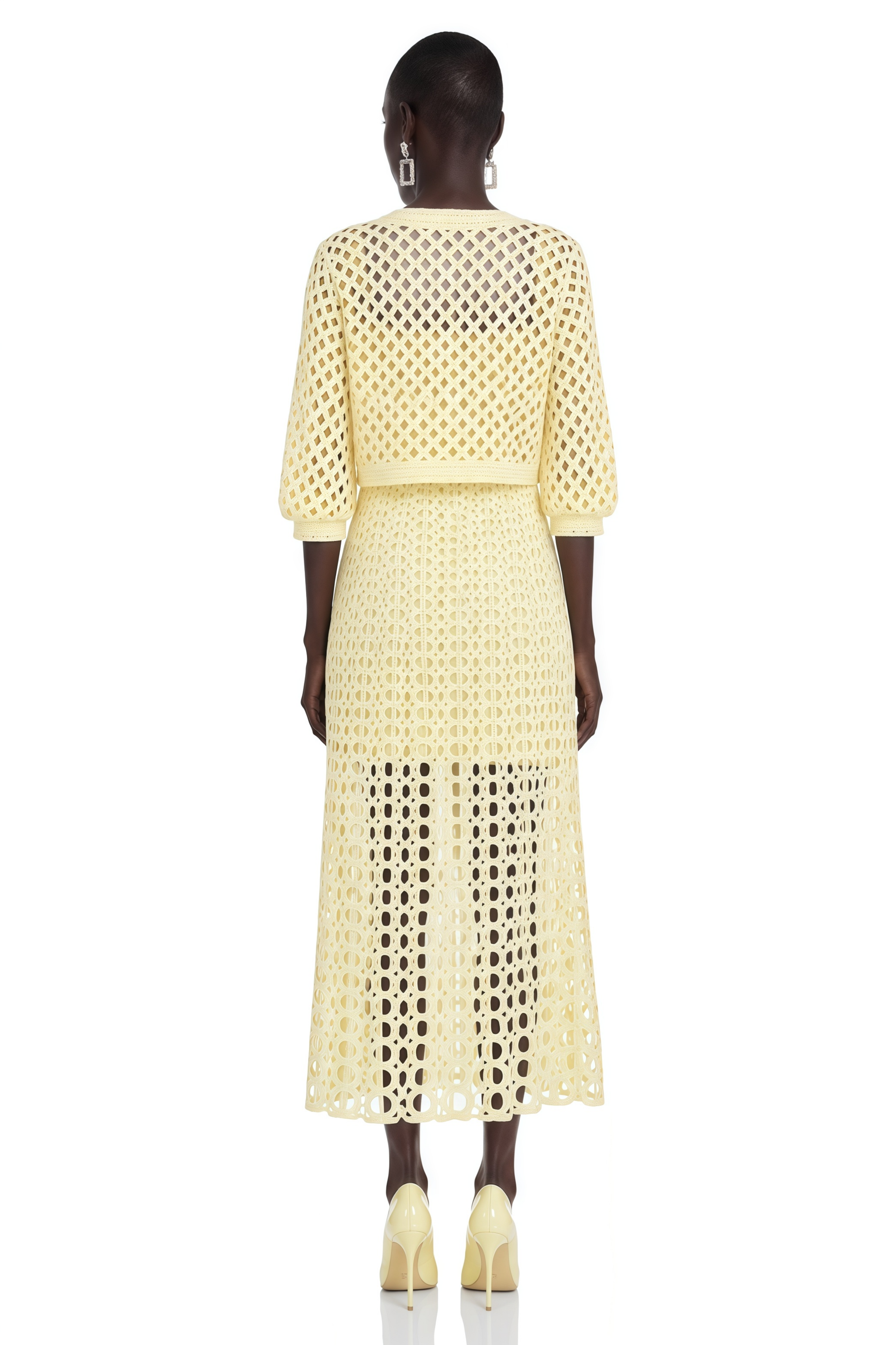 Joyce Yellow Cut-Out Midi Dress & Cape Set
