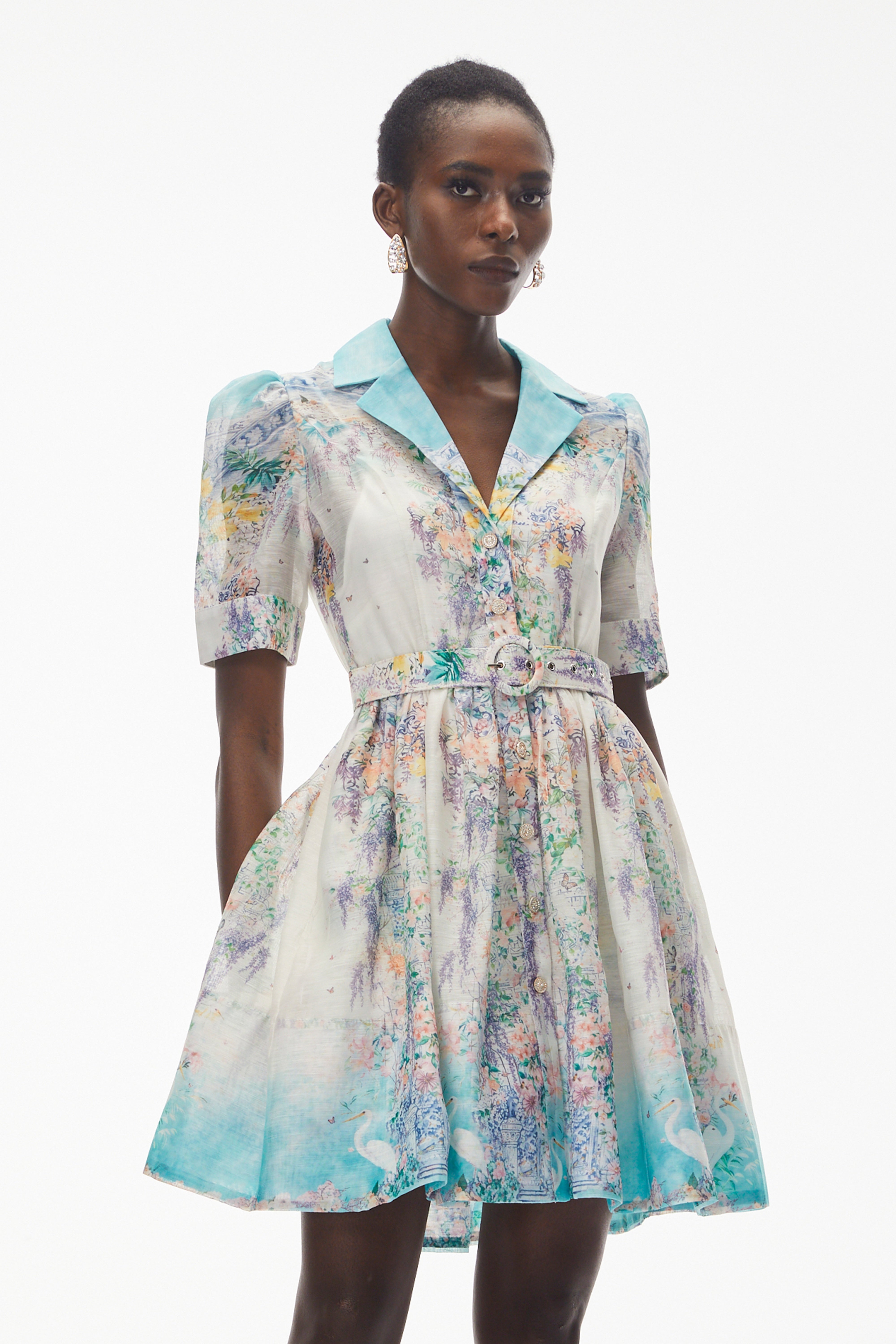 Maxikleid von Kalanit mit weißem Blumenmuster