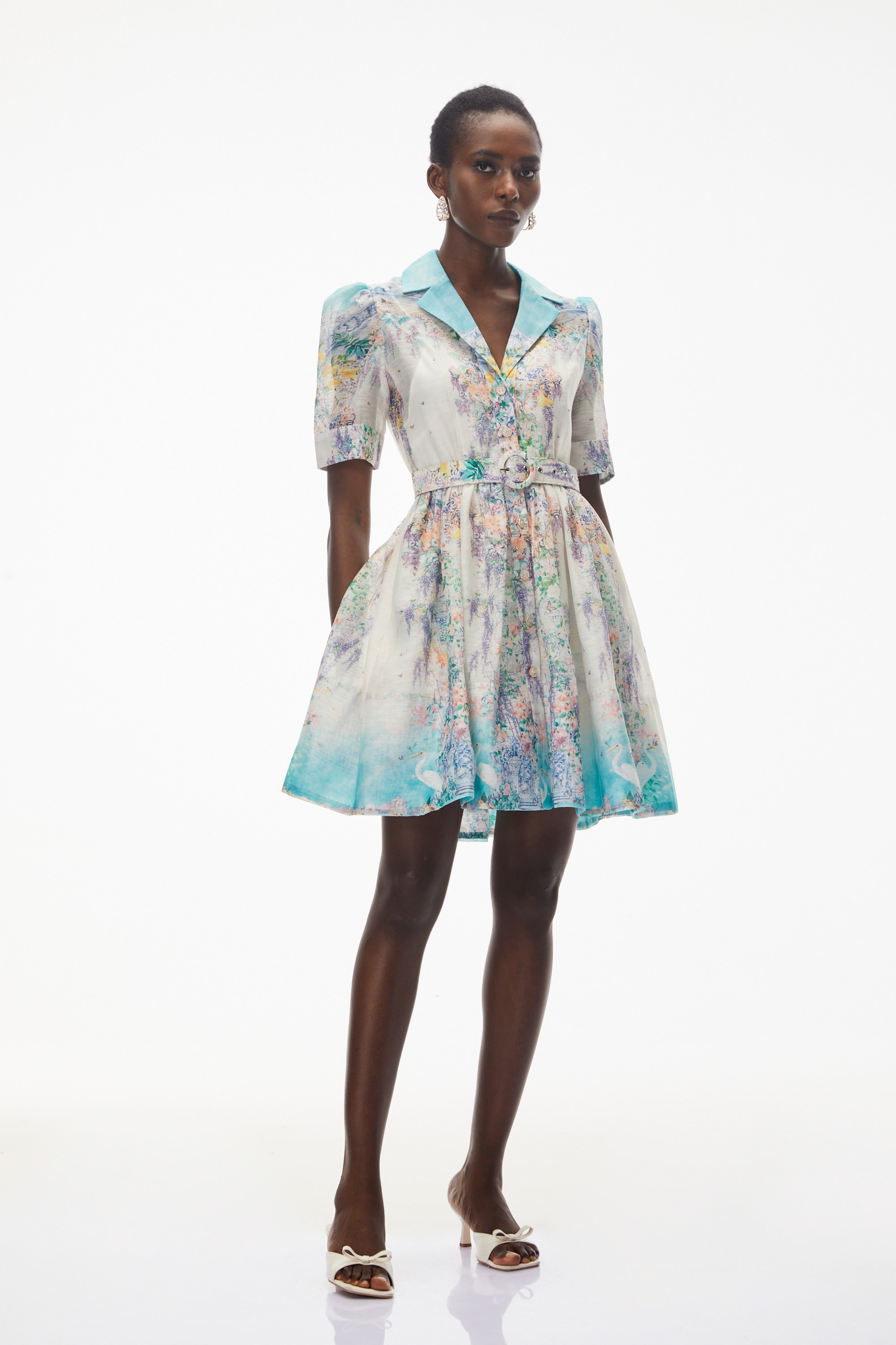 Maxikleid von Kalanit mit weißem Blumenmuster