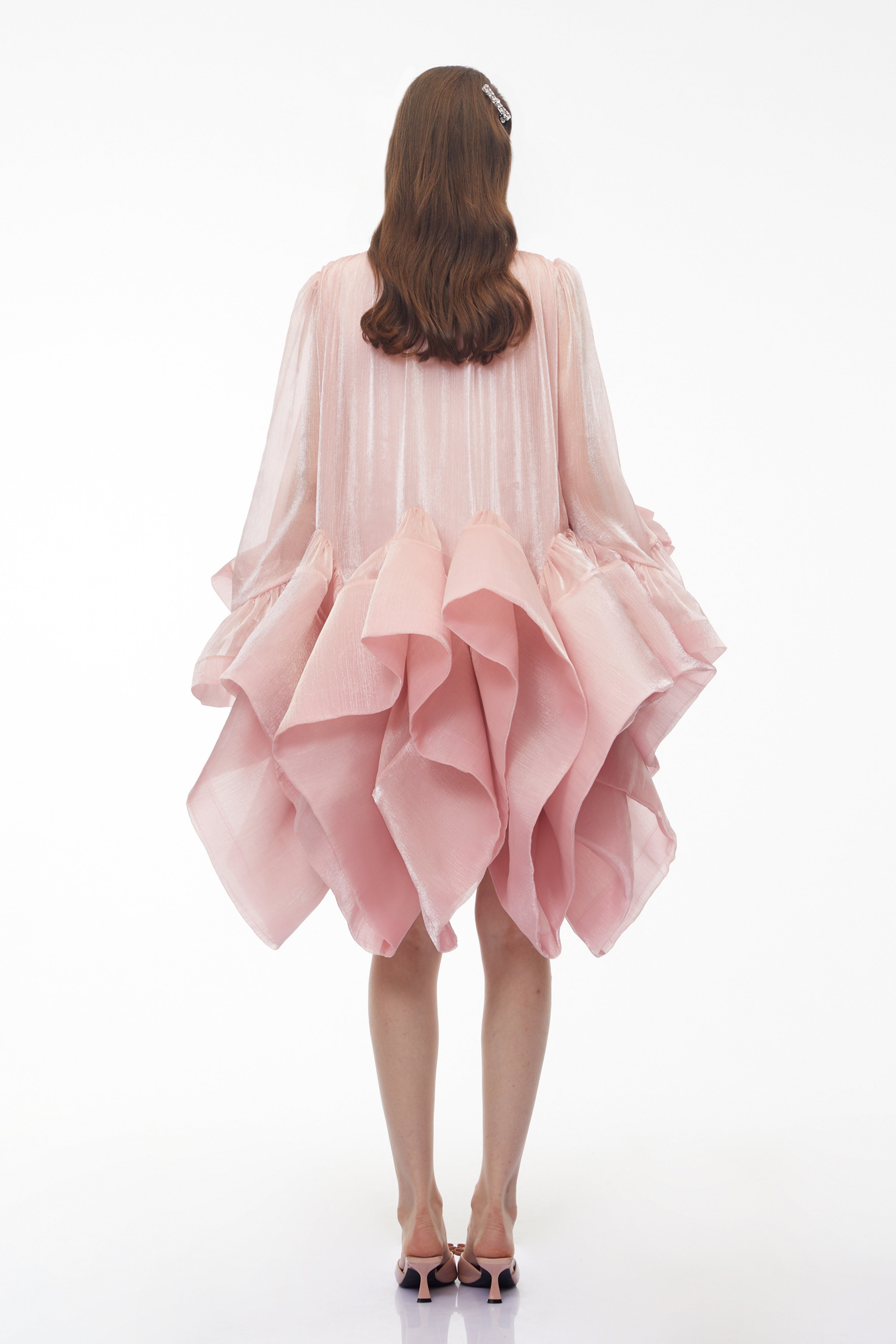 Mini-robe à volants superposés Kátia, rose poudré