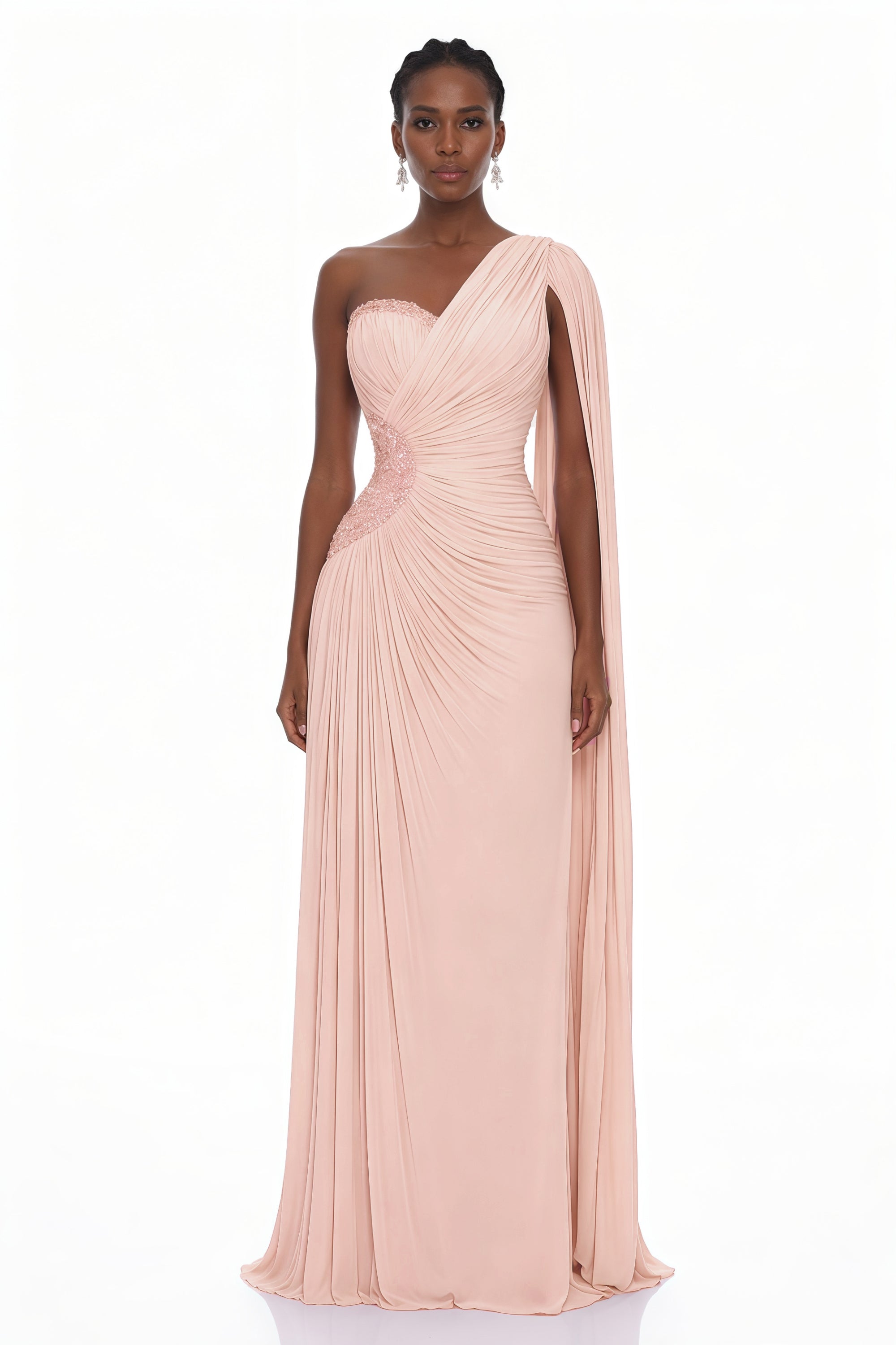 Einseitiges Maxikleid mit Rüschen