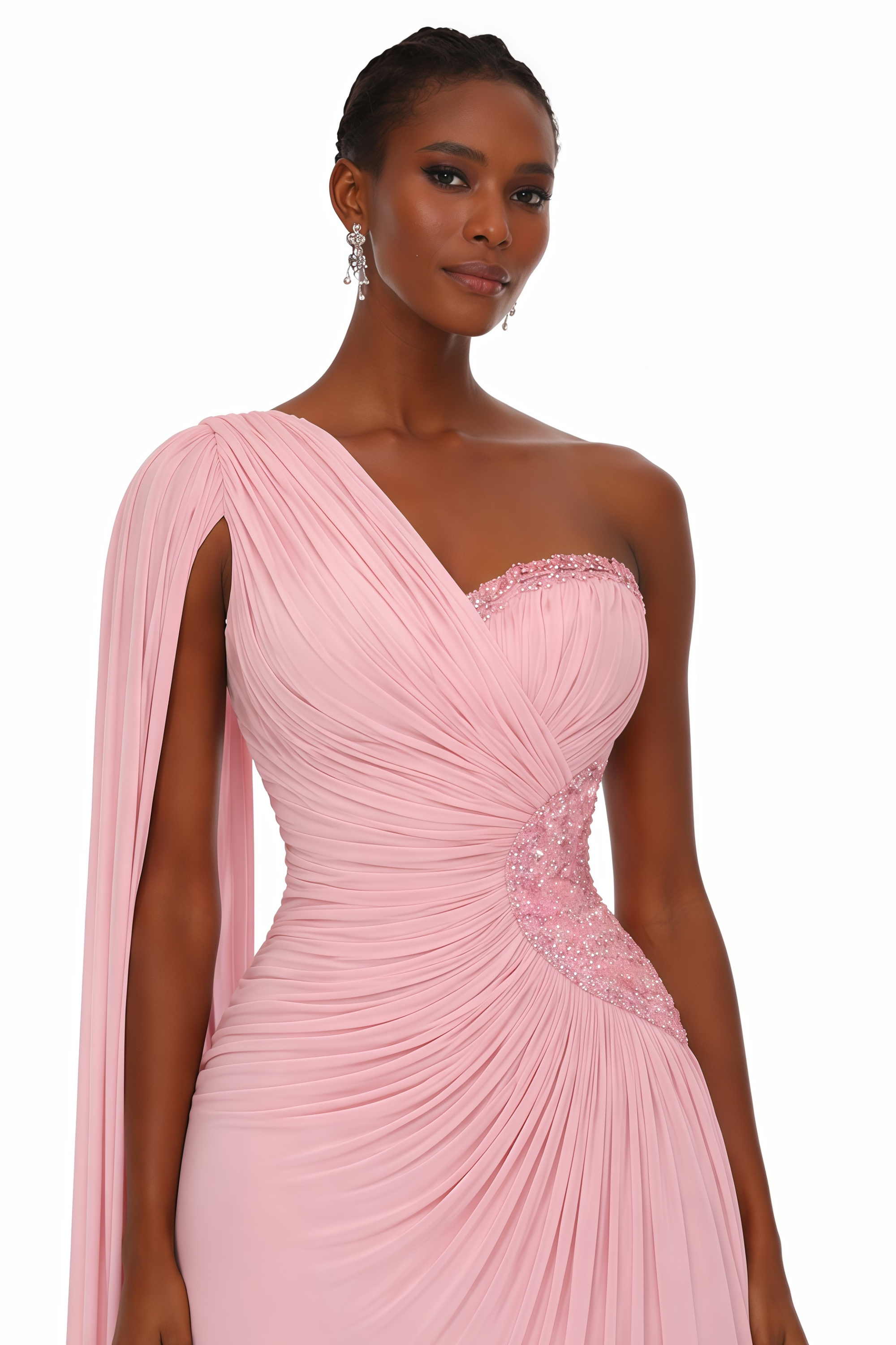 Katrin Pink One Shoulder Ruched Maxi Dress