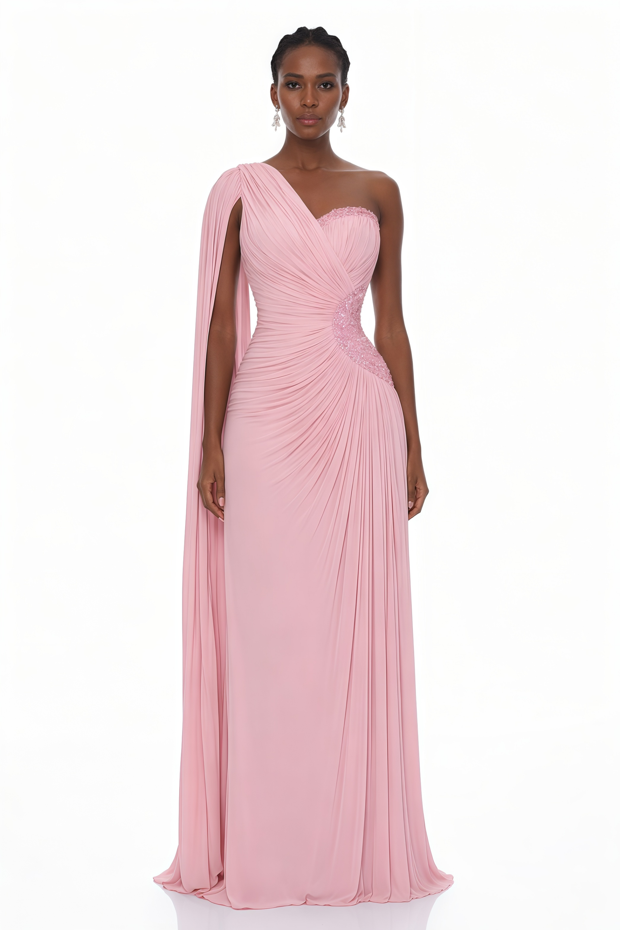 Katrin Pink One Shoulder Ruched Maxi Dress