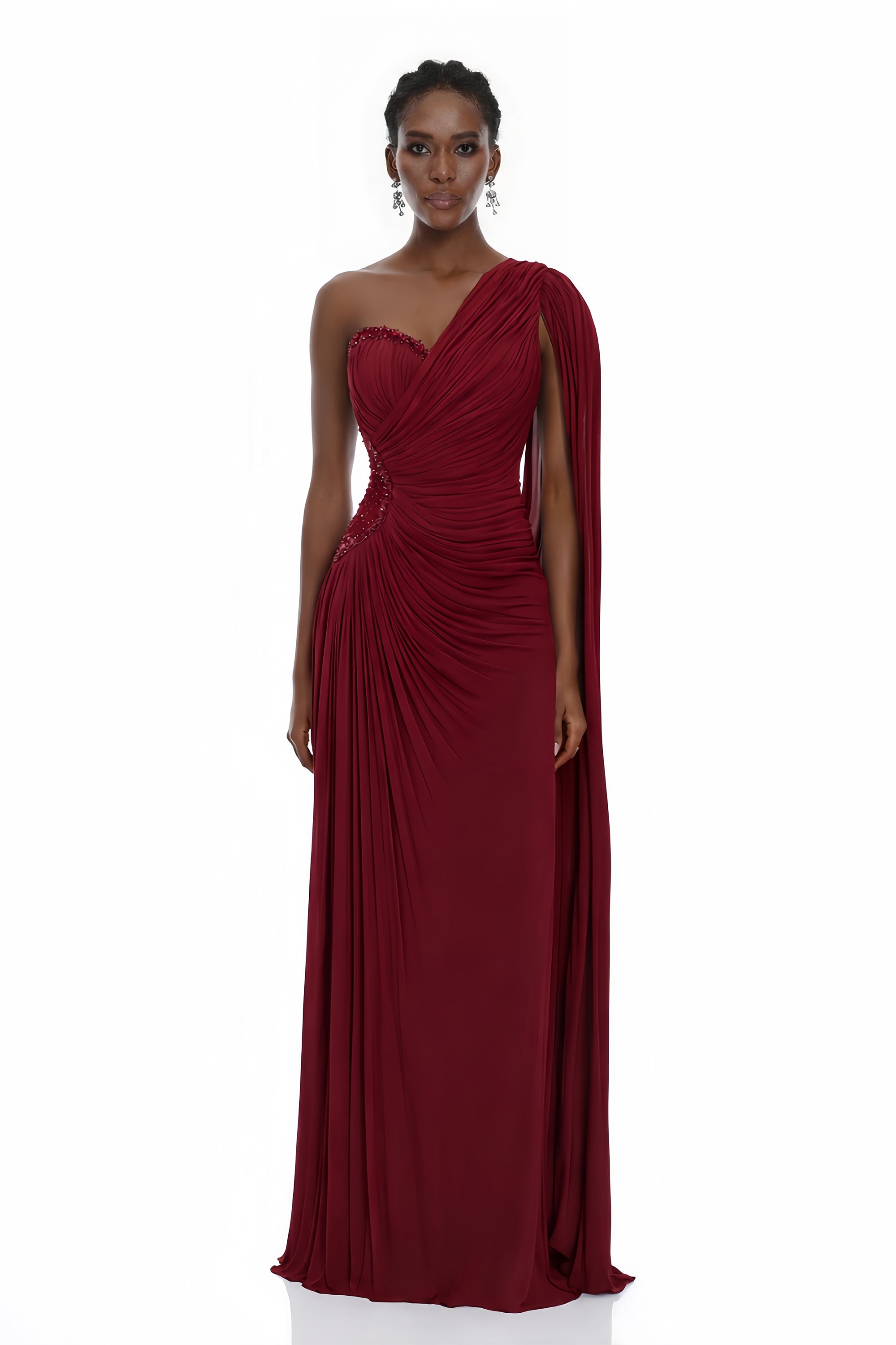 Einseitiges Maxikleid mit Rüschen