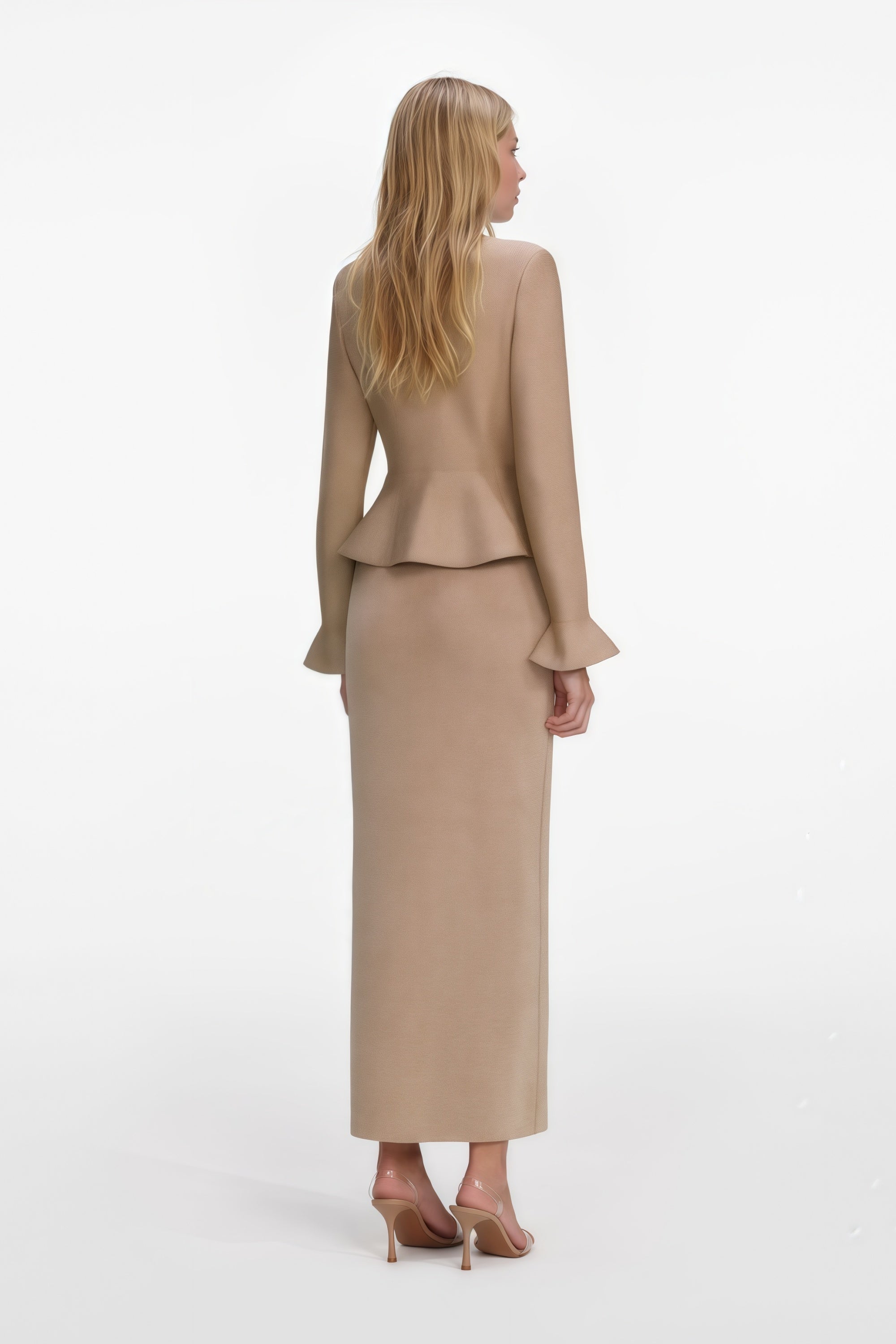 Kayla Gold Crystal Embellished Knit Midi Dress