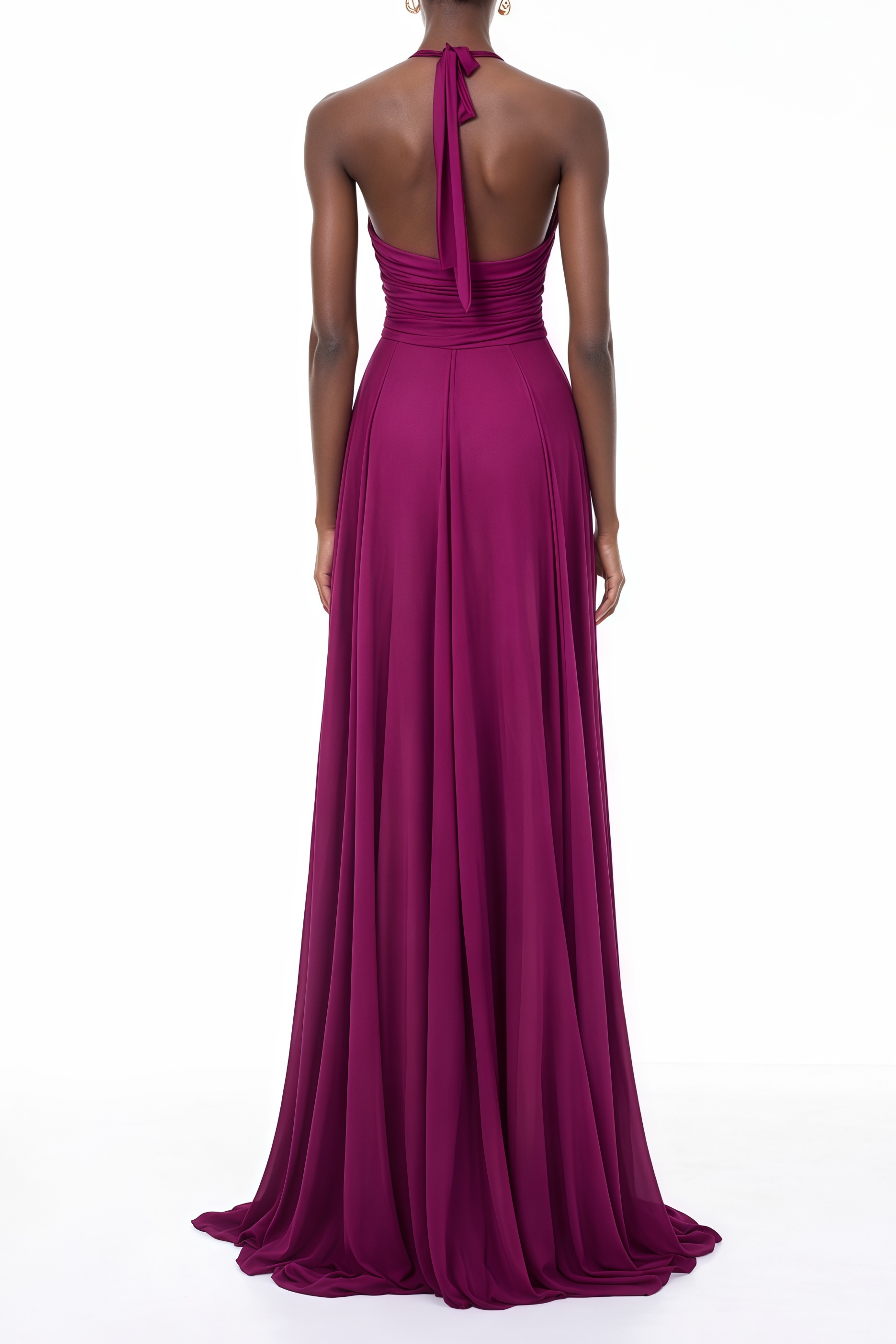 Kerstin Lila Zug Design gerafftes Maxikleid