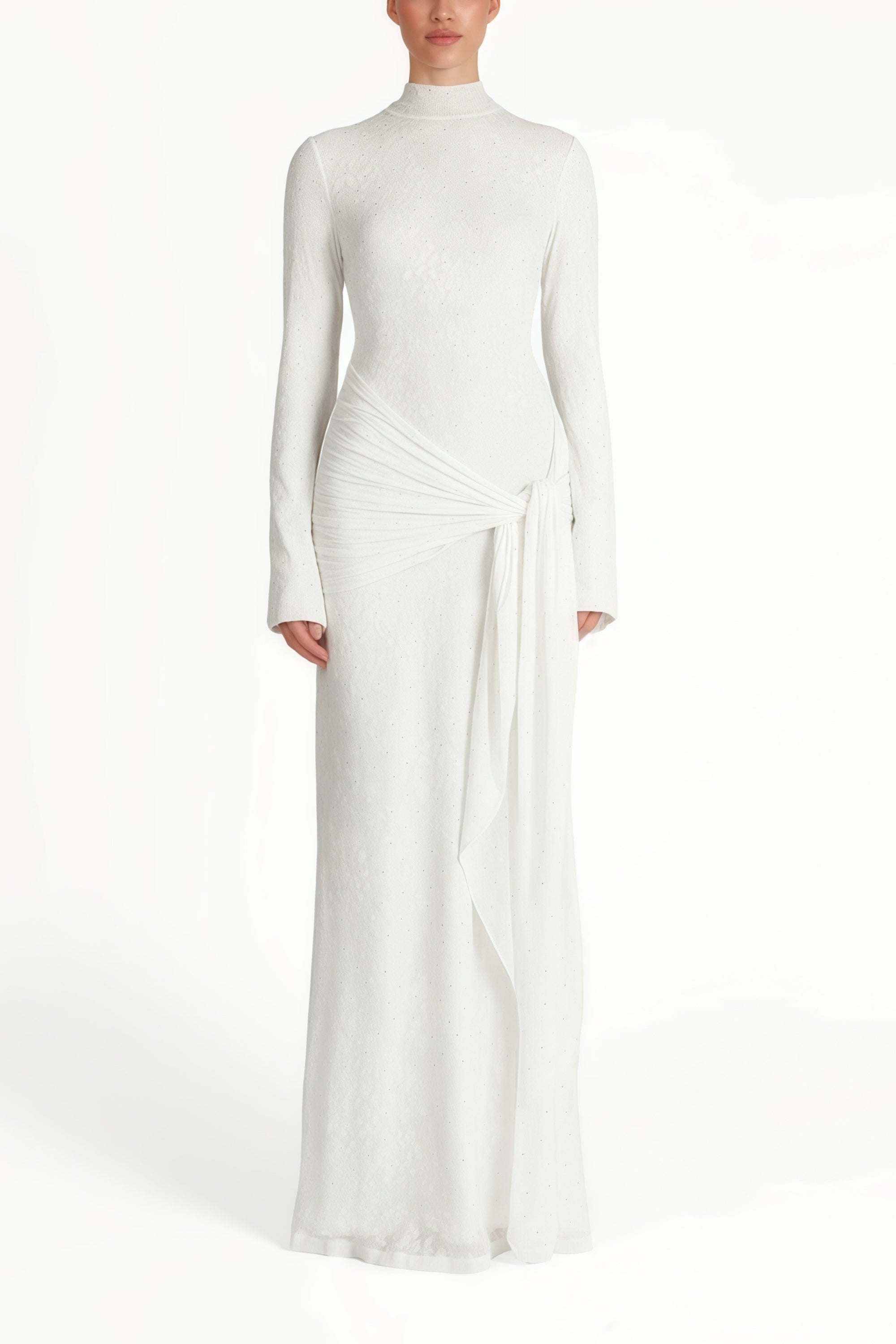 Kgothatso White Embellished Floral Sheer Maxi Dress