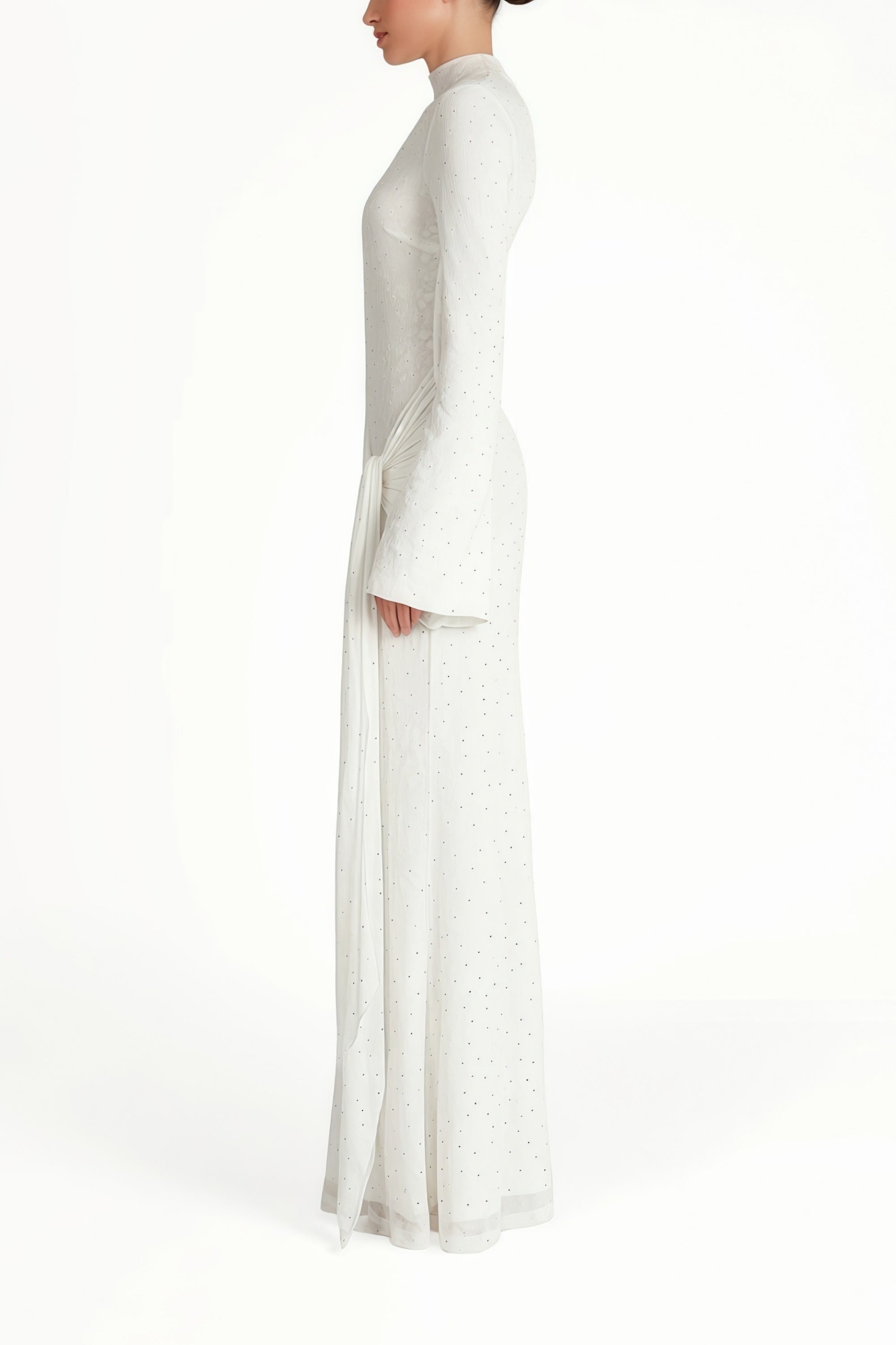 Kgothatso White Embellished Floral Sheer Maxi Dress