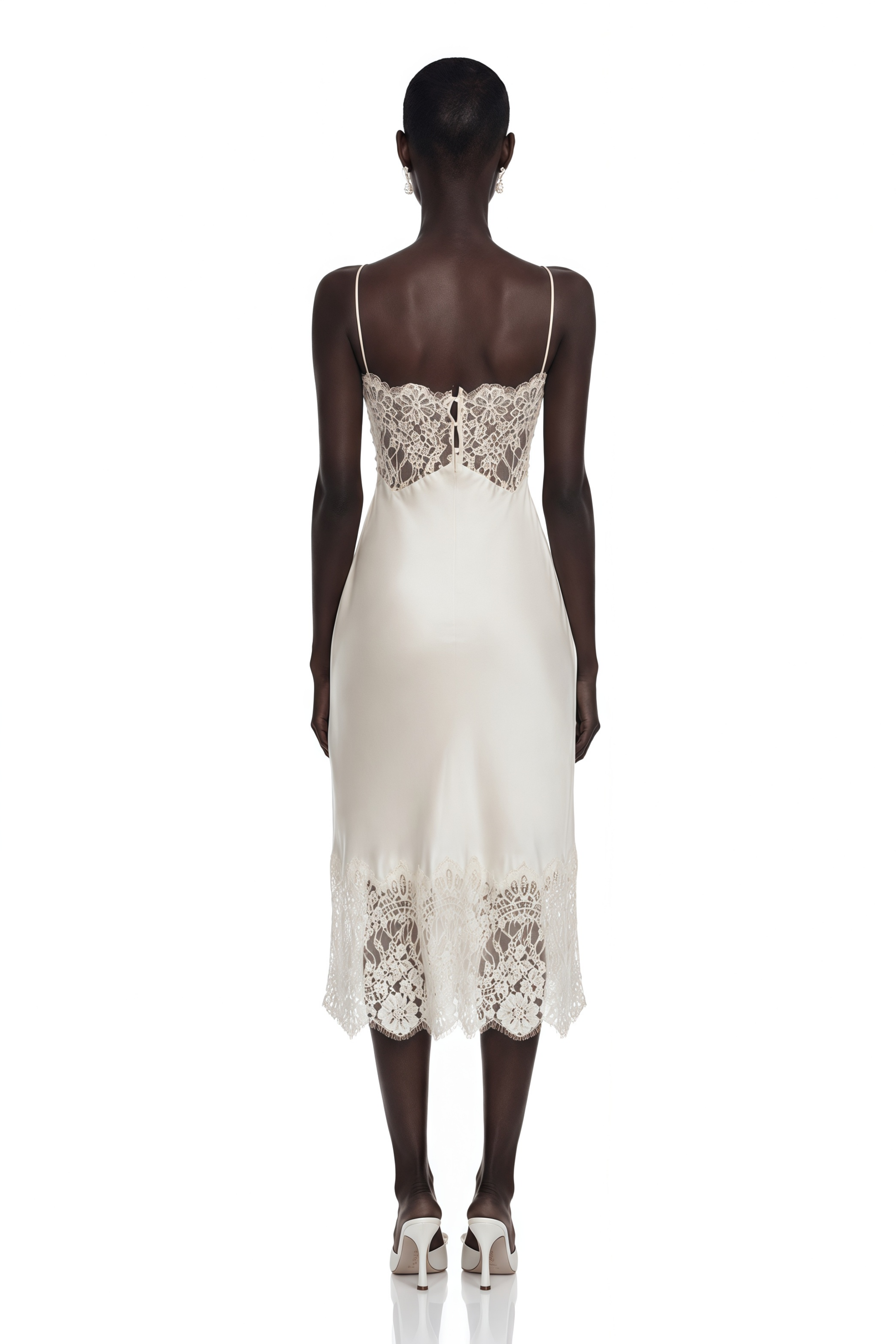 Klara Cream Mini Dress with Lace Panels