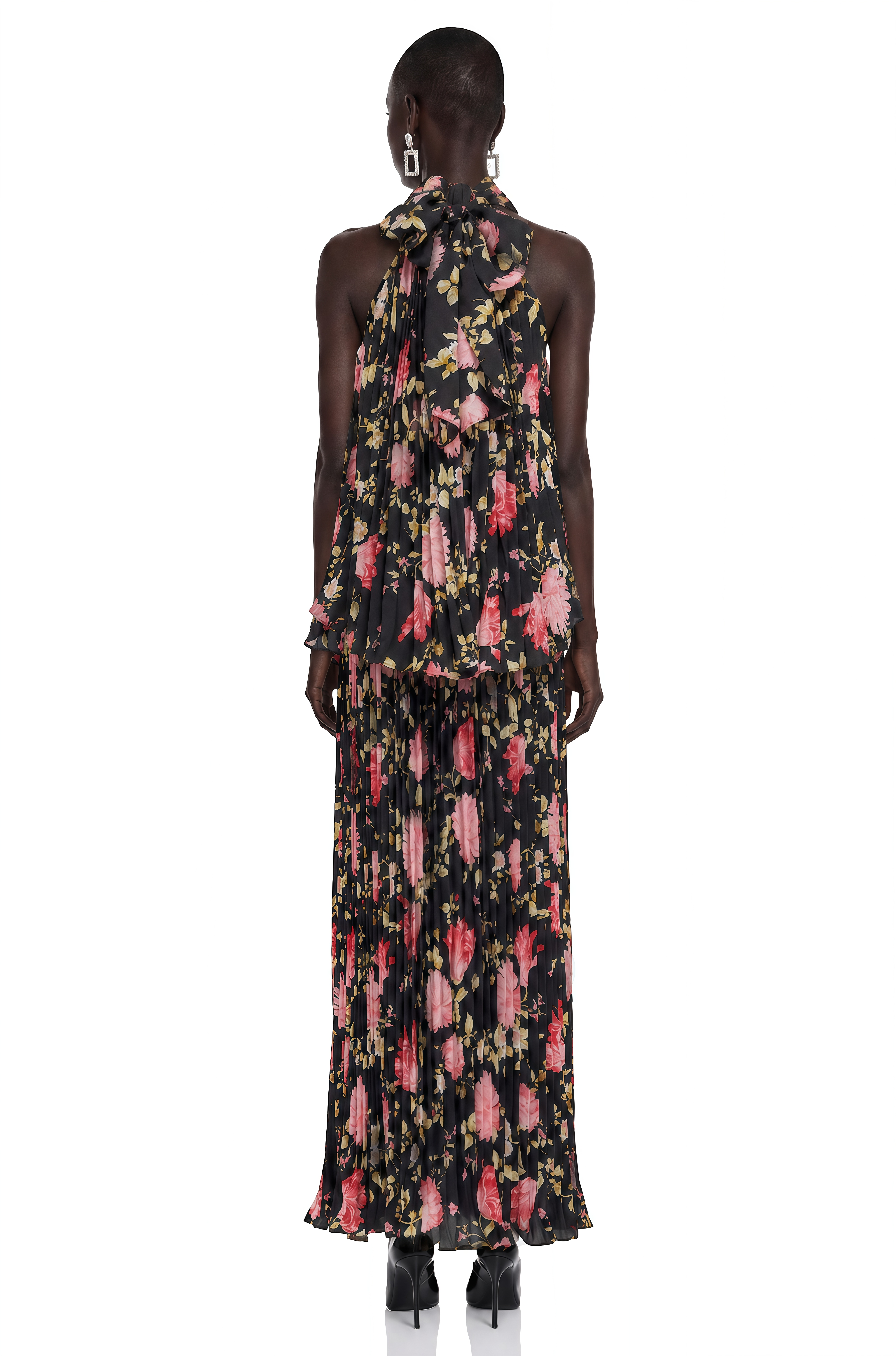 Ensemble top et jupe sans manches à imprimé floral Lauren Black