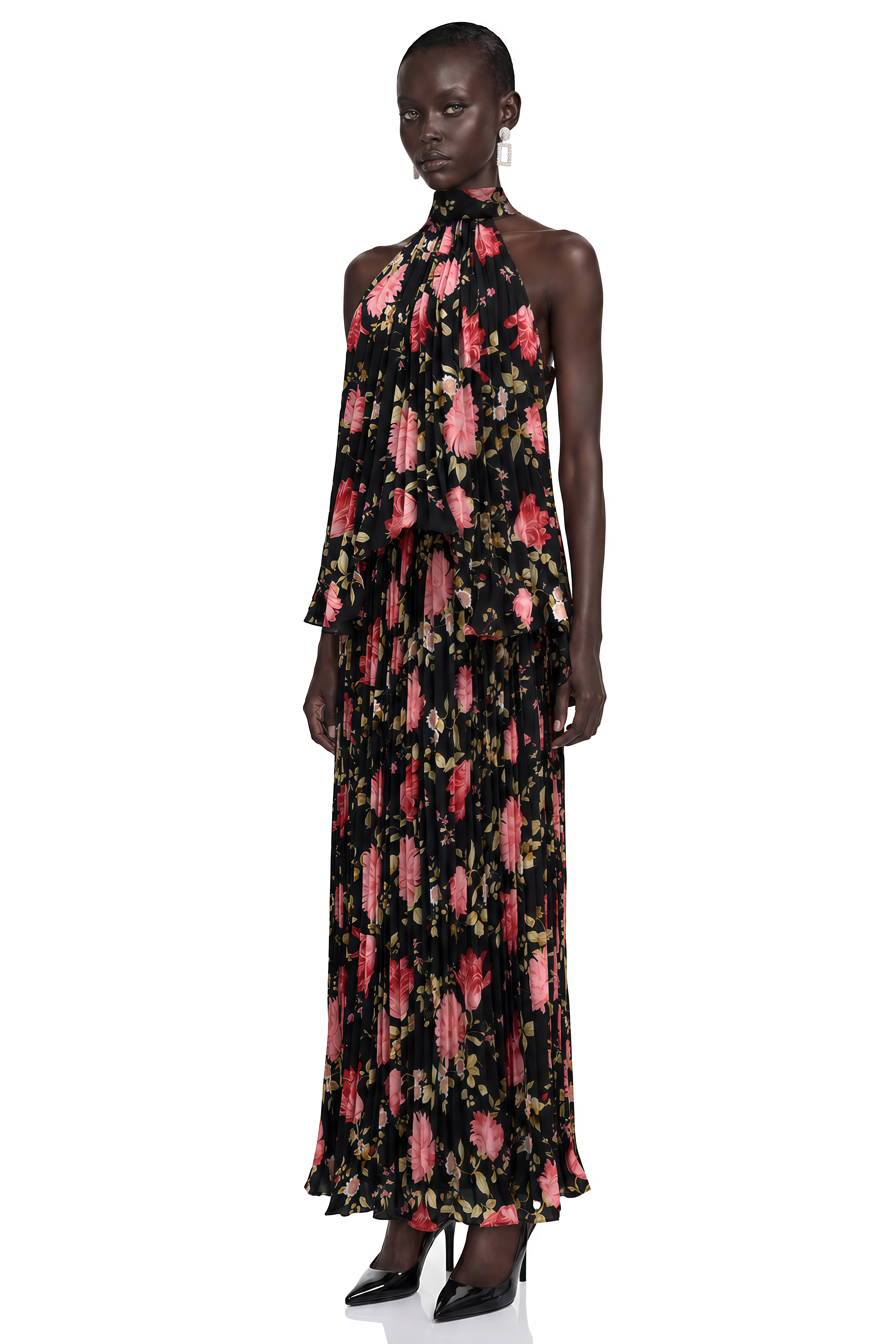 Ensemble top et jupe sans manches à imprimé floral Lauren Black