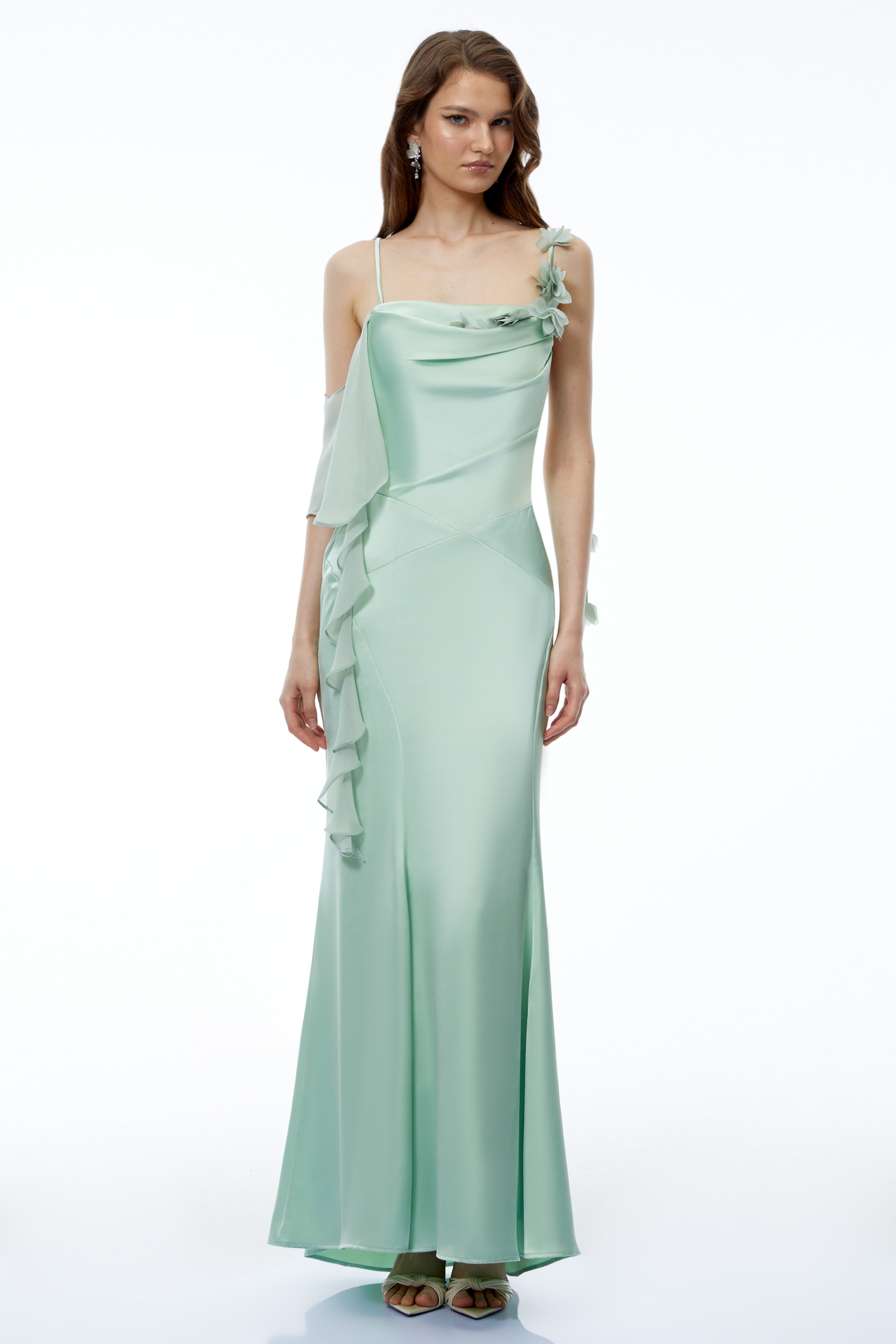 Leilah Green Maxi Dress with 3D Florals