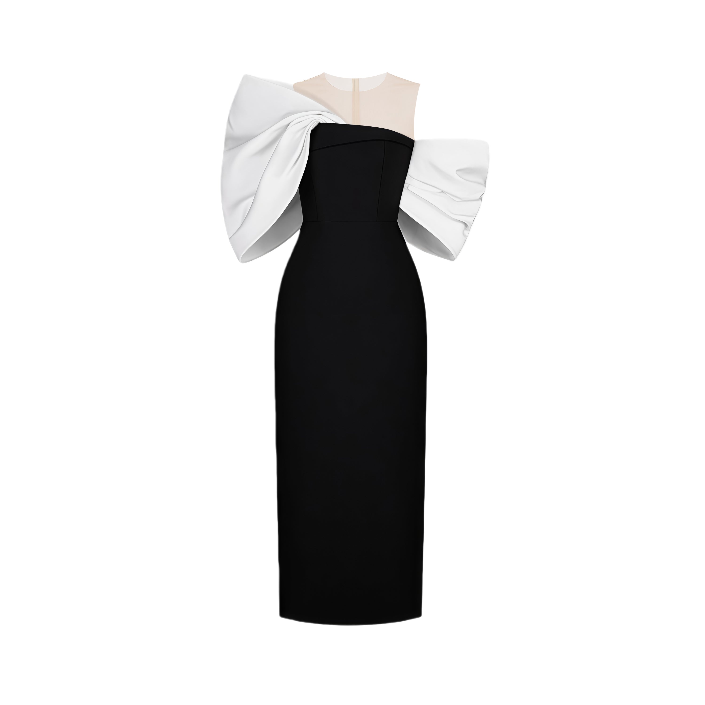 Leire Schwarzes Midikleid mit asymmetrischer Schleife