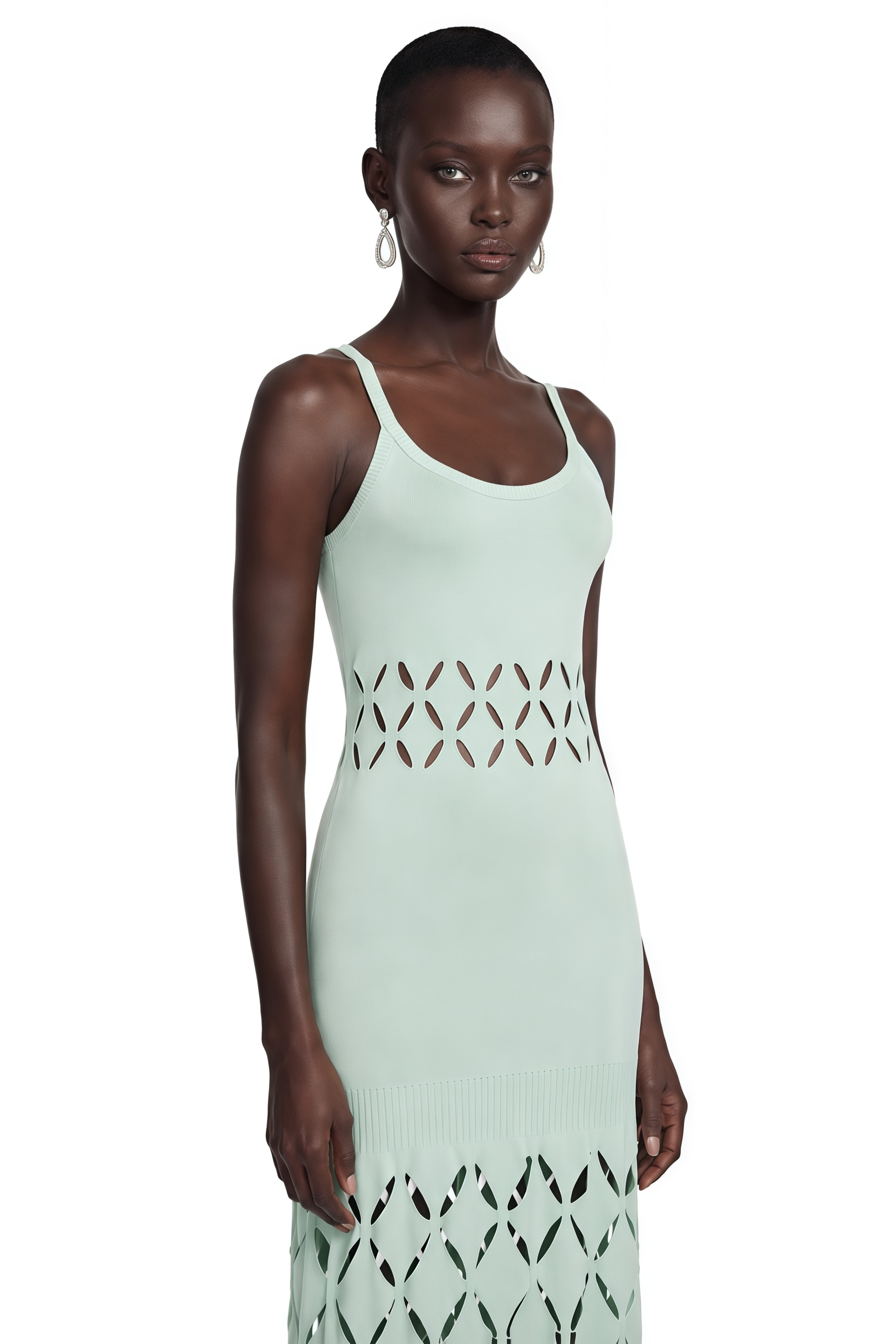 Leonore Green Cut-out Knitted Maxi Dress