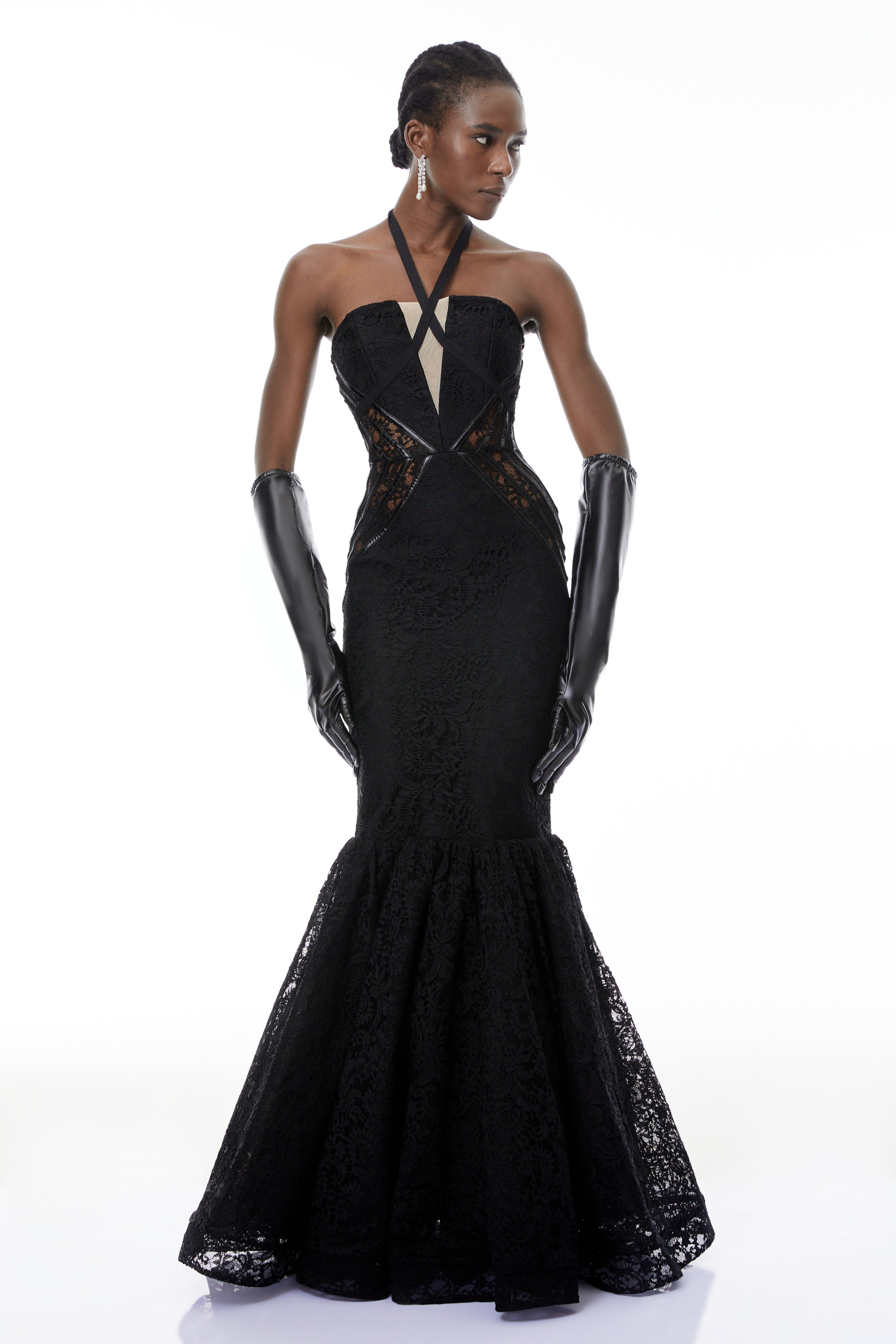 Letiția Black Halterneck Mermaid Maxi Dress