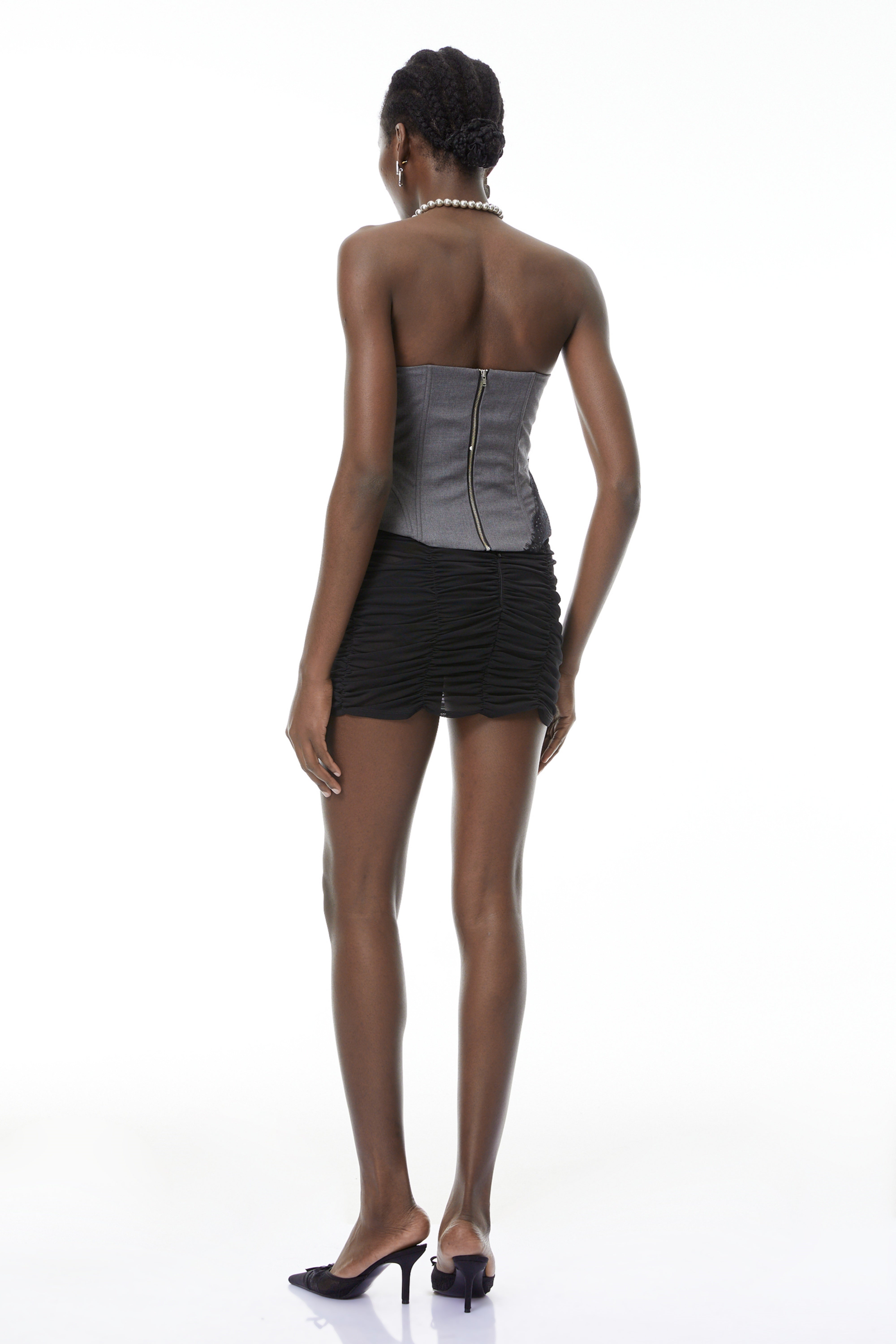 Lillian Grey Color Block Top with Lace Panels