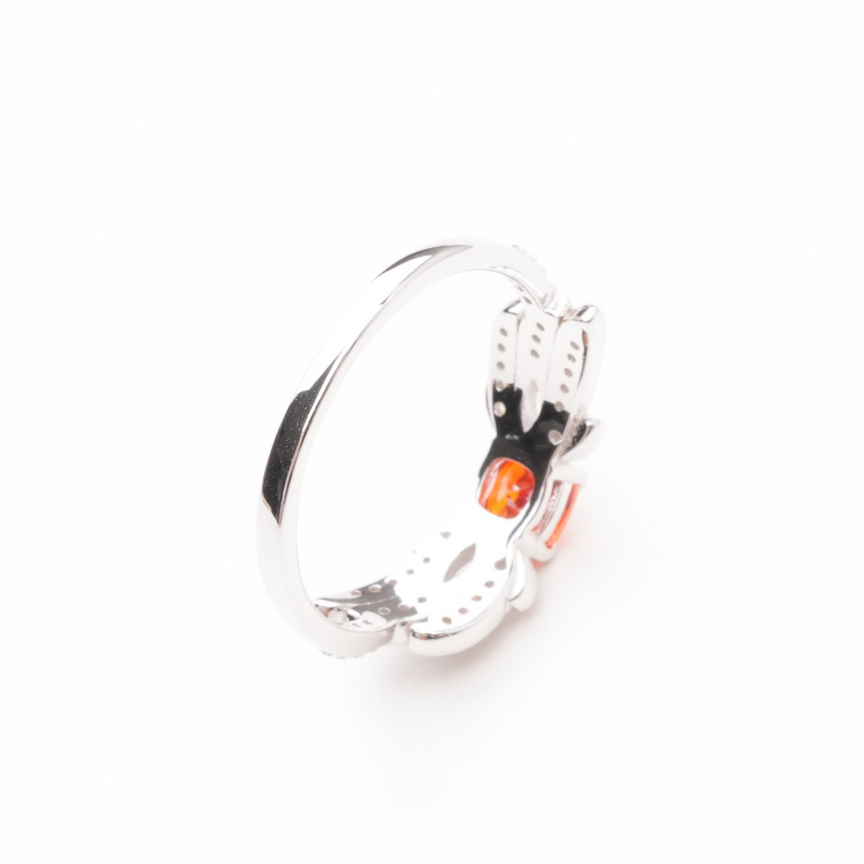Lilou Orange Cushion Cut Gemstone Leaf Marquise Sterling Silver Ring