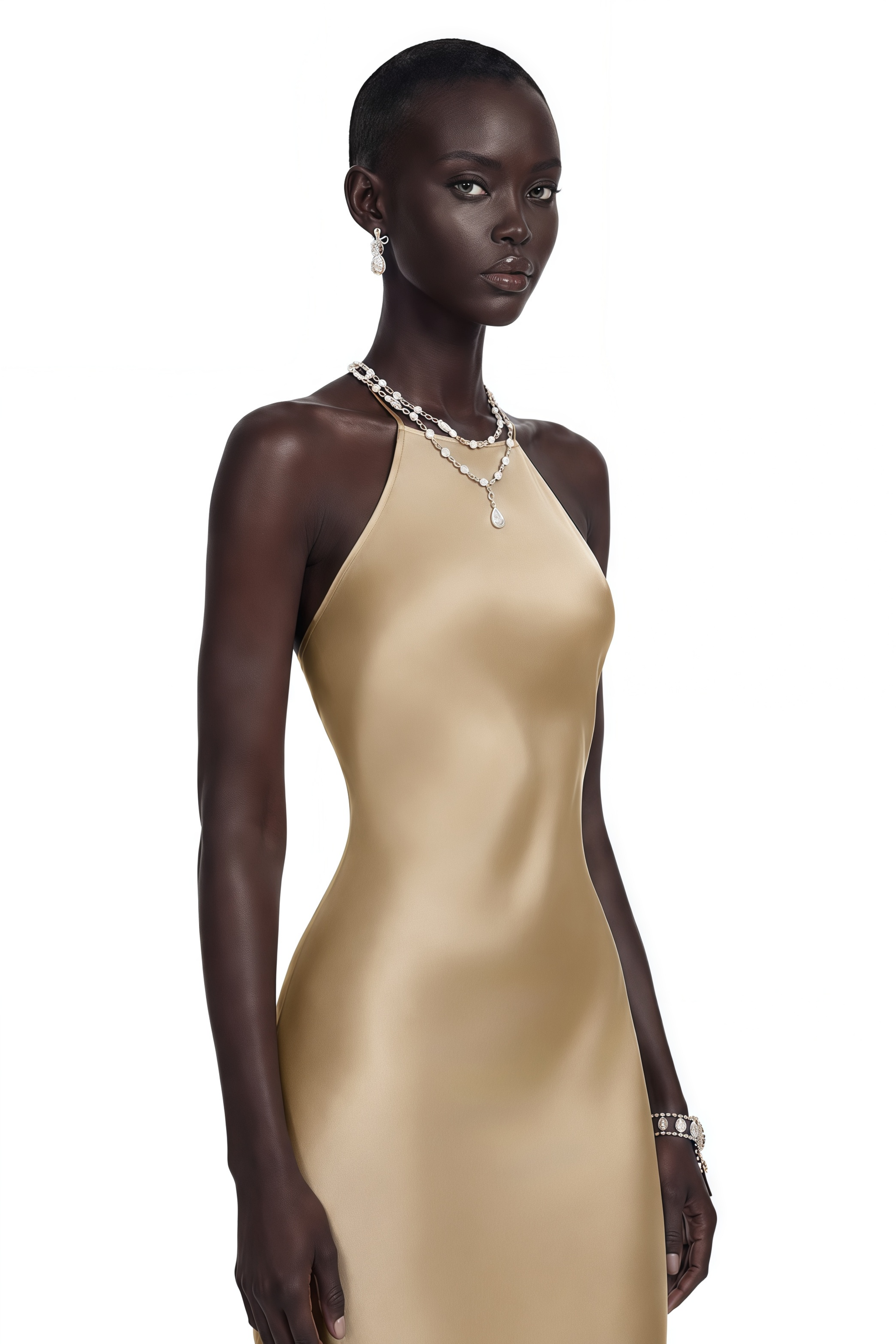 Loviatar Gold Backless Satin Maxi Dress