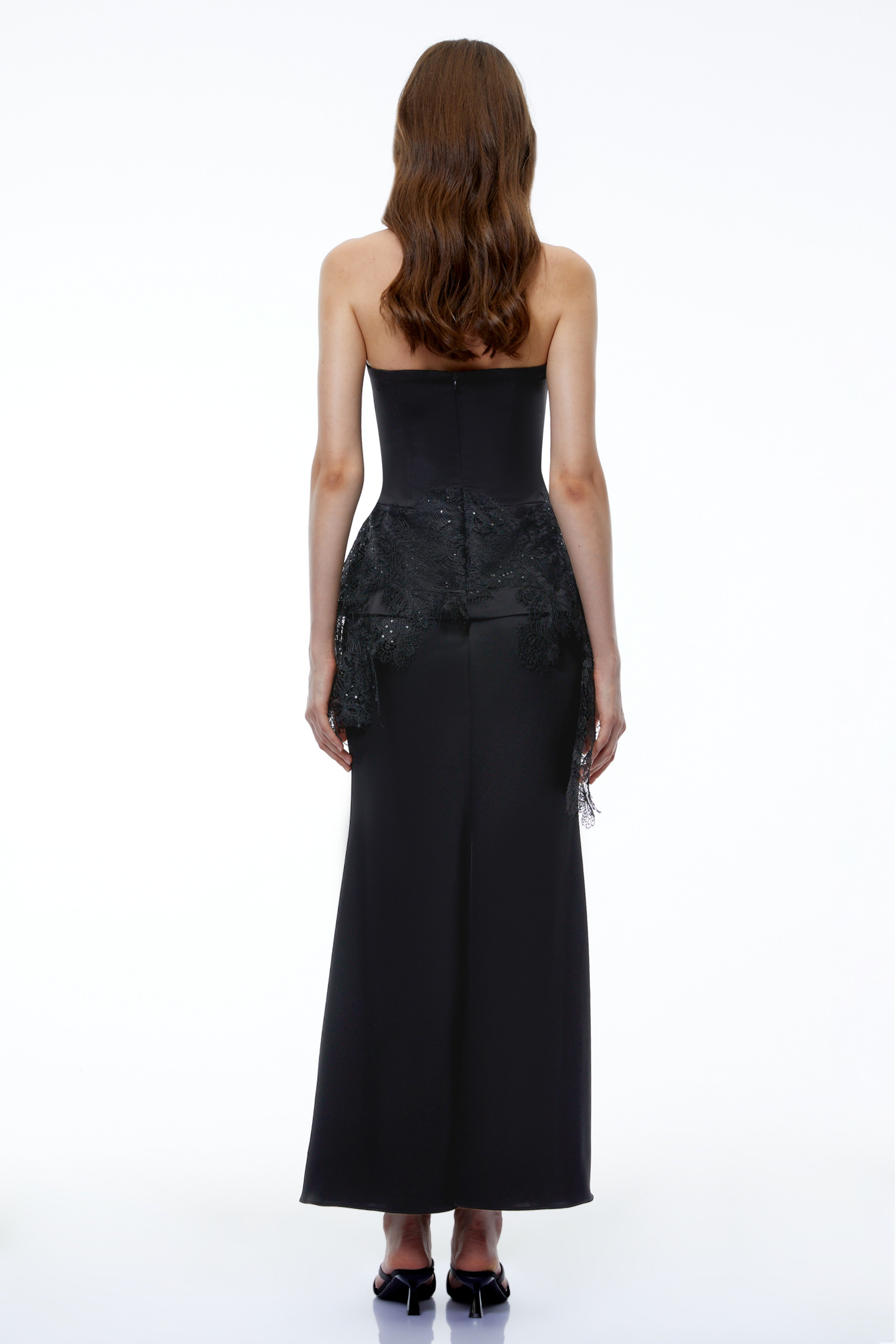 Lucrezia Black Strapless Lace Top & Skirt Set