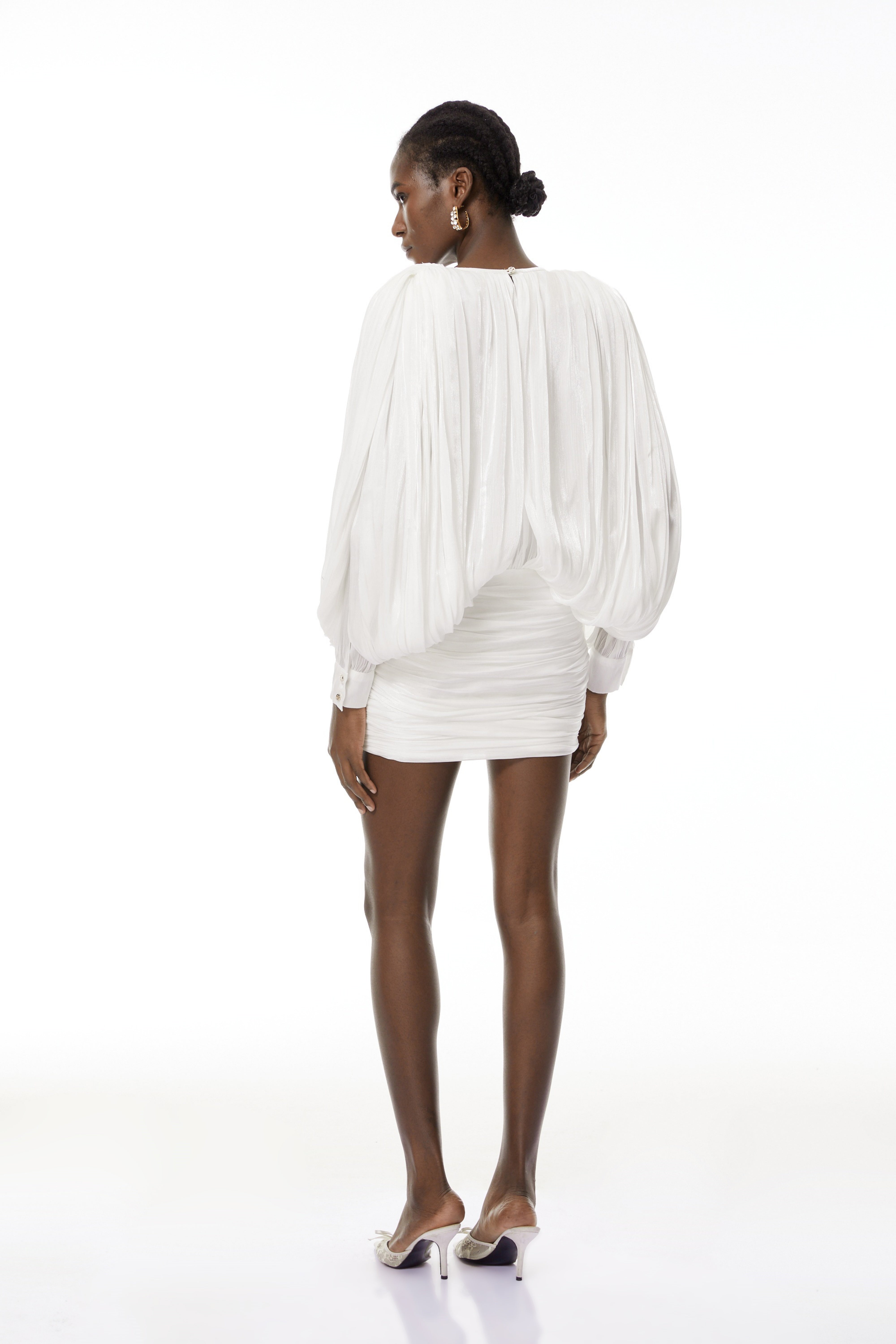 Lumi White Fully Pleated Mini Dress