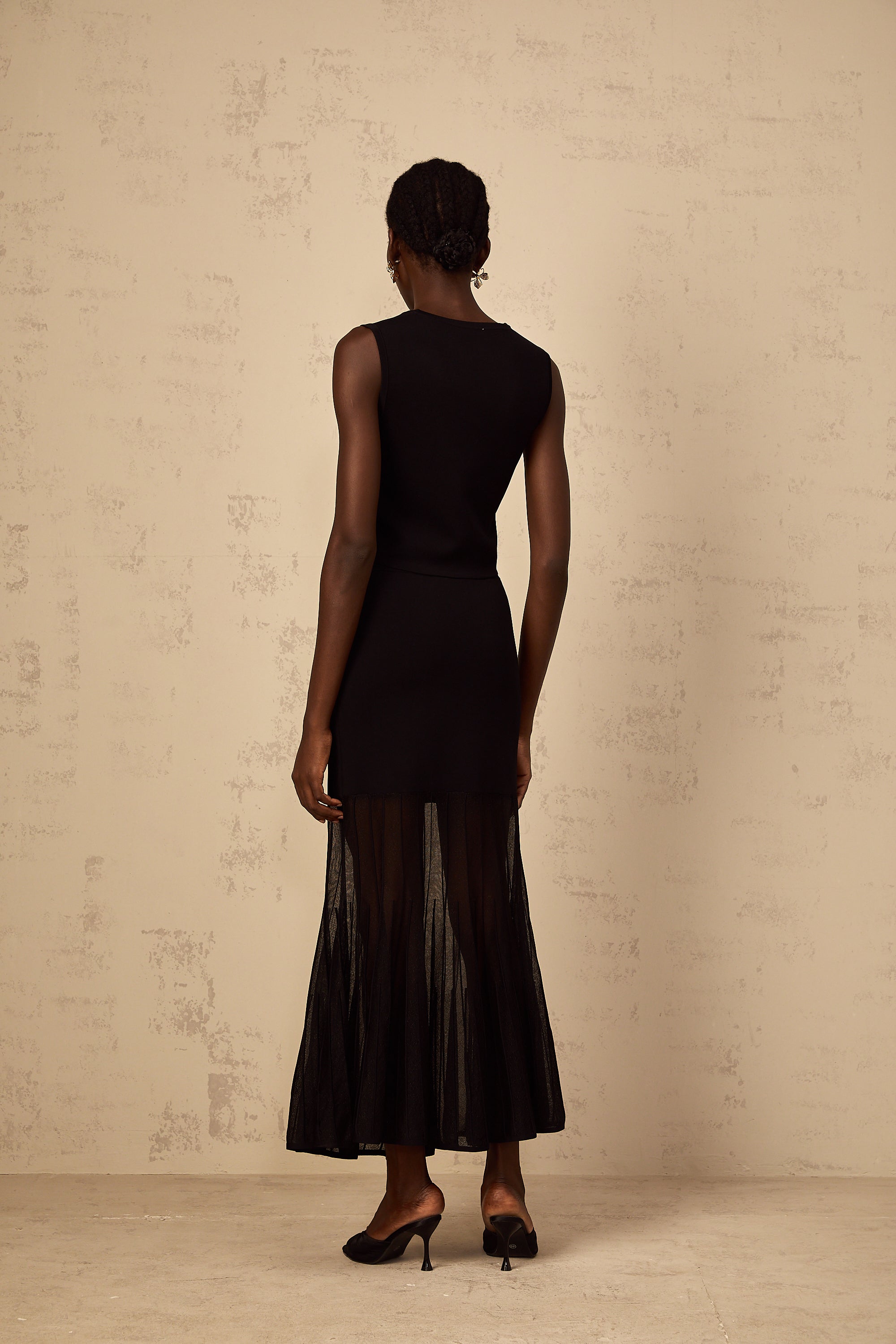 Cerise Black Panelled Fine Knit Matching Set