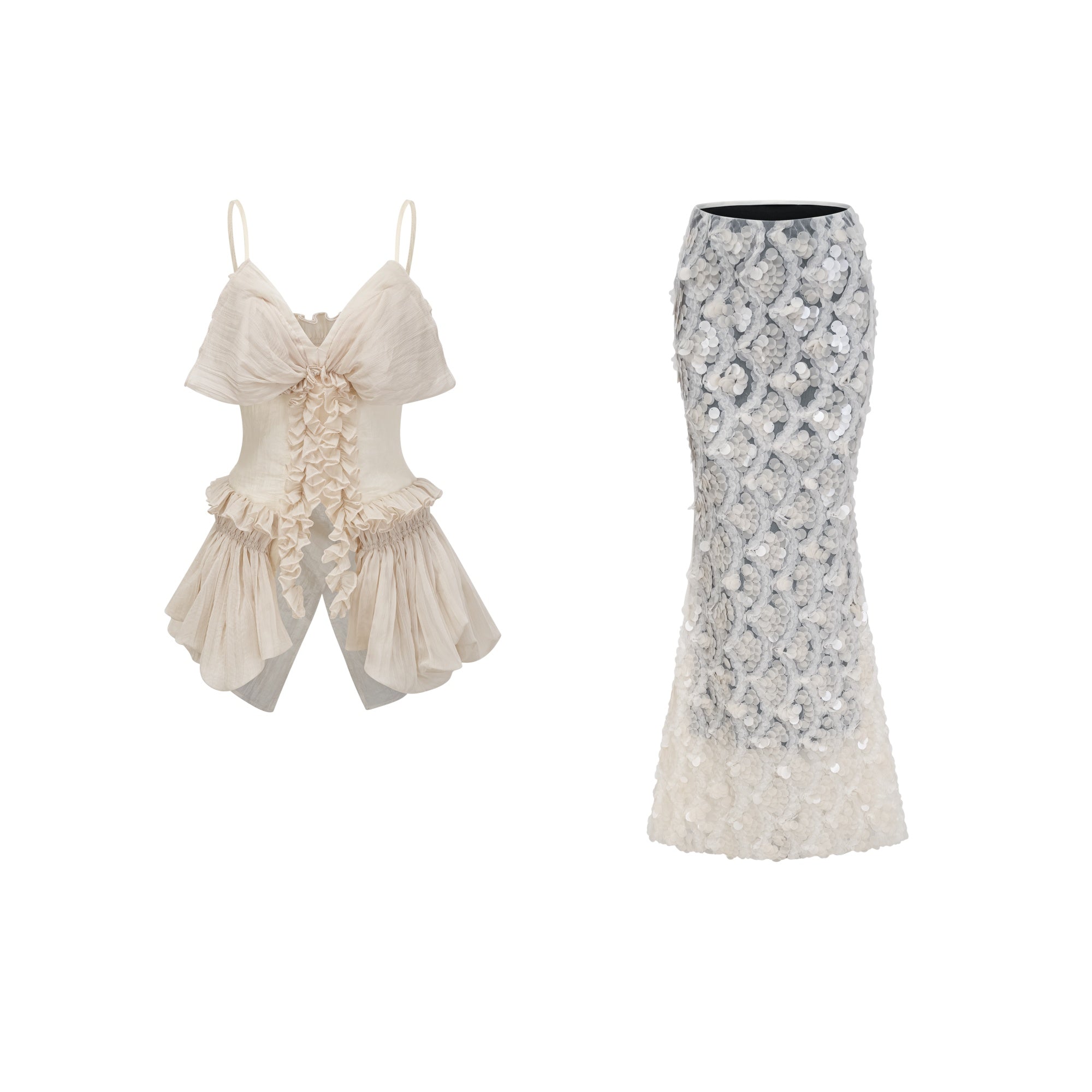 Flocon Neutral Mermaid Top & Skirt Set
