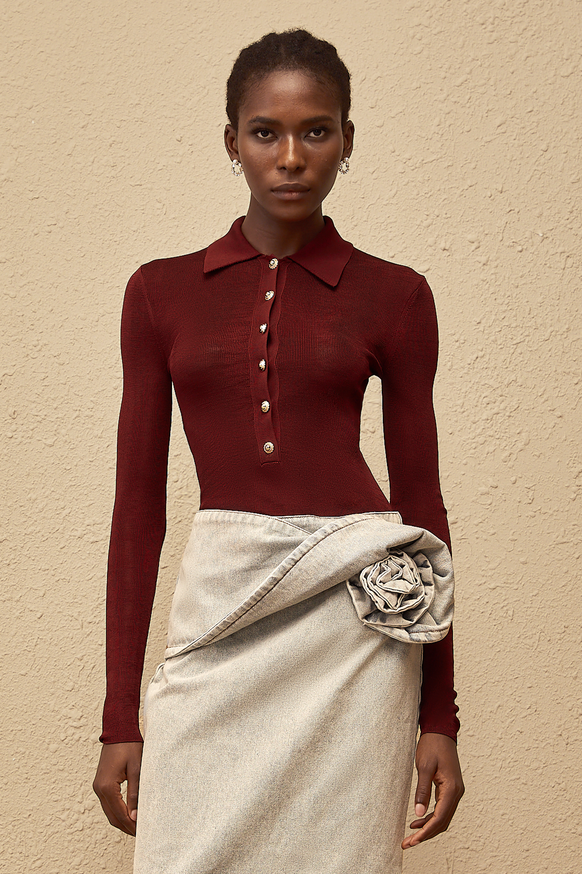 Angeliki – Roter Strick-Body