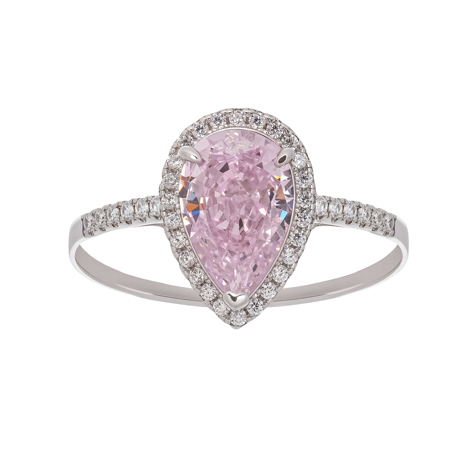 Éclat Pink Pear Shaped Gemstone Sterling Silver Ring