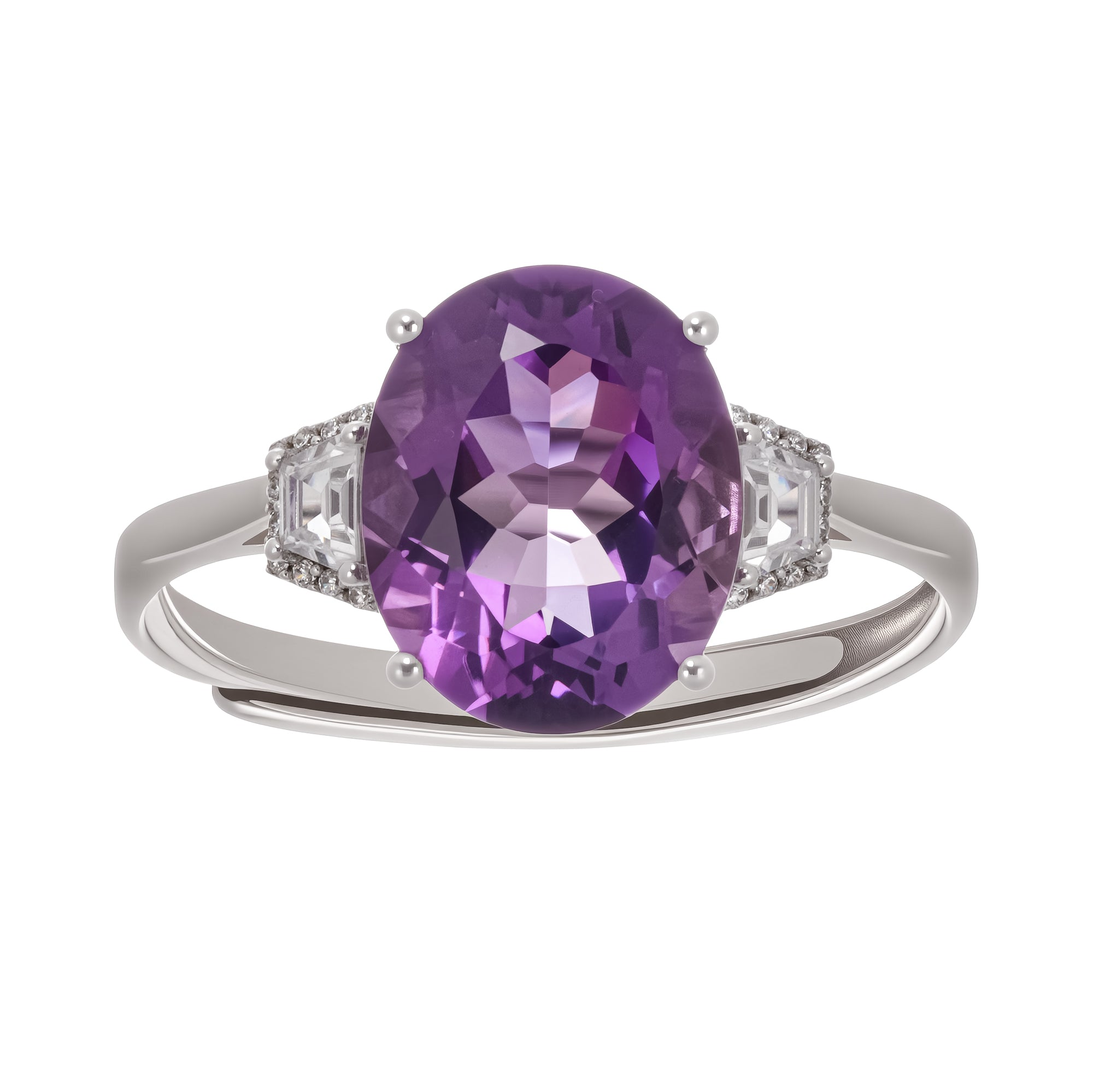 Héraldique Sterling-Silberring mit ovalem violettem Edelstein