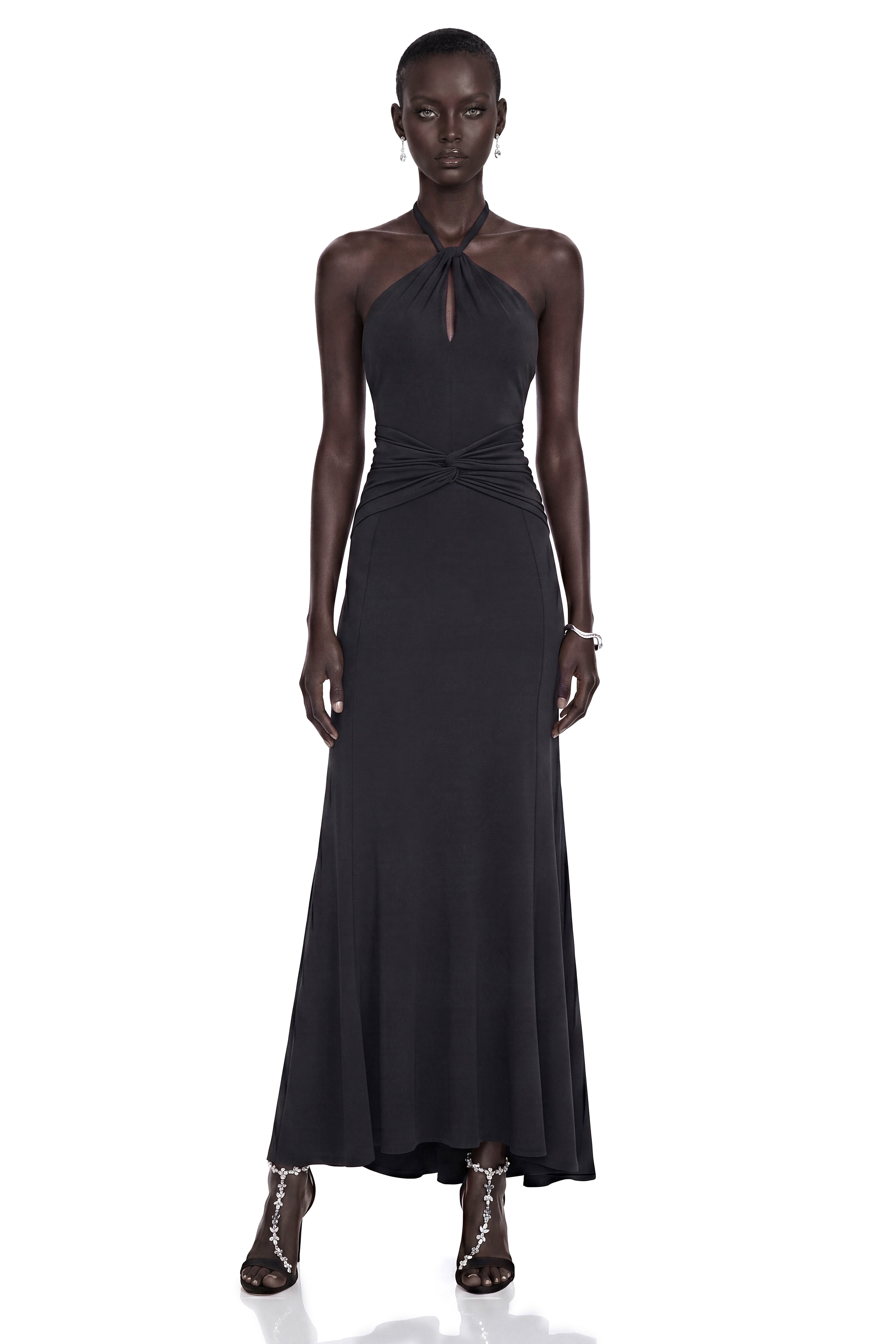 Mabel Black Backless Maxi Dress with Cut-Outs