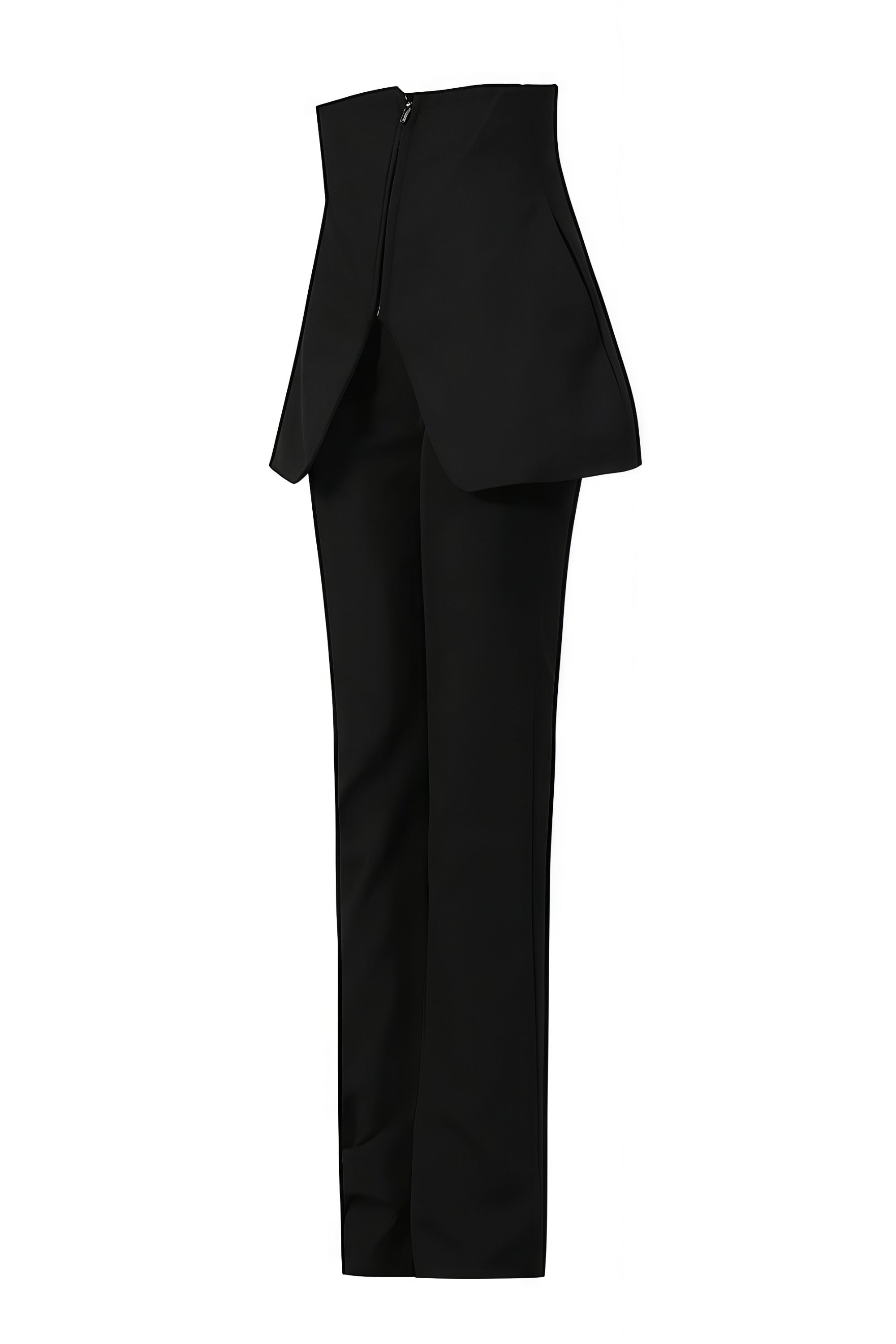 Maëlys Black Diagonal-Zip Flared Trousers