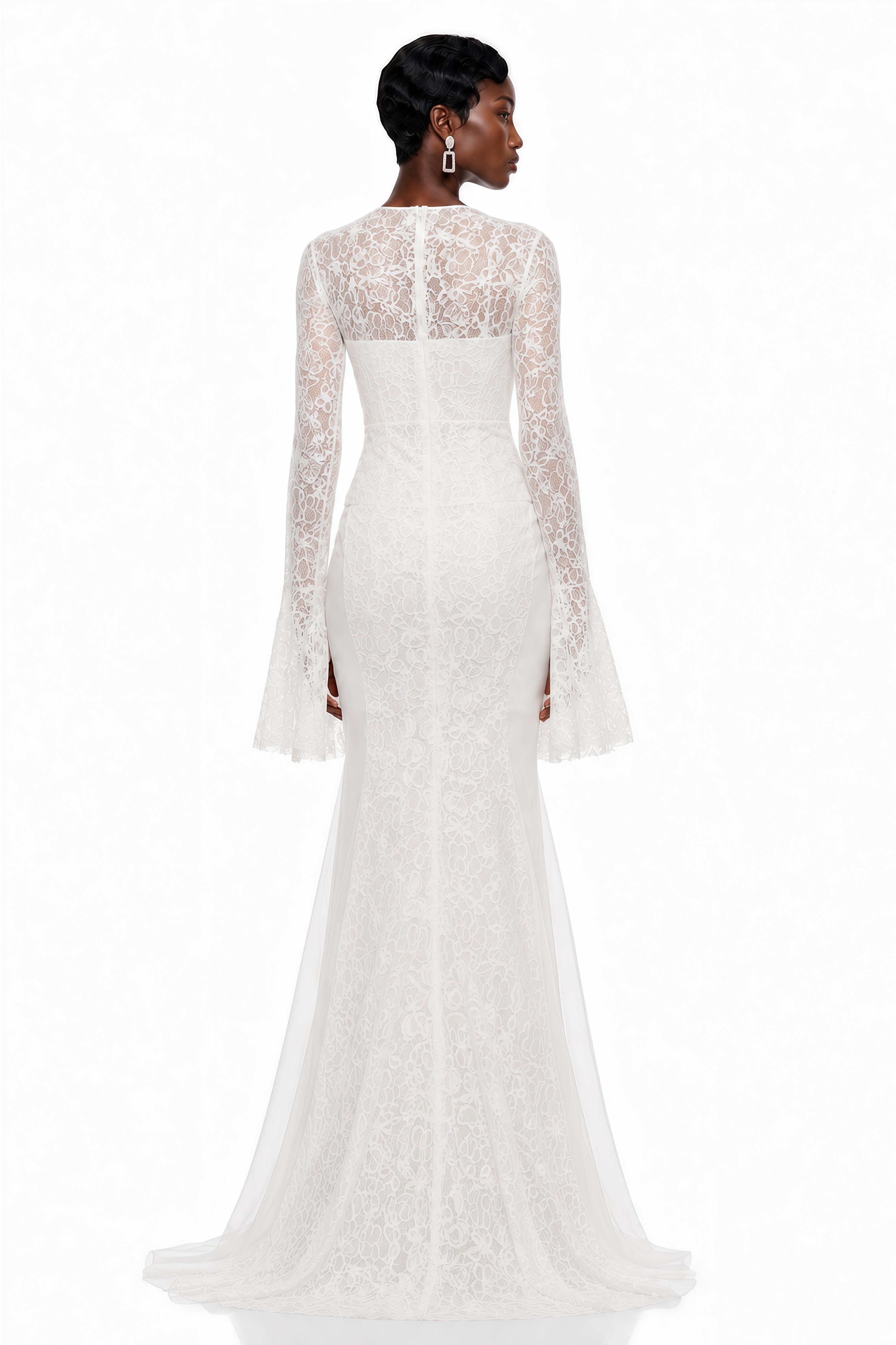 Małgorzata White Cut-Out Maxi Dress with Train