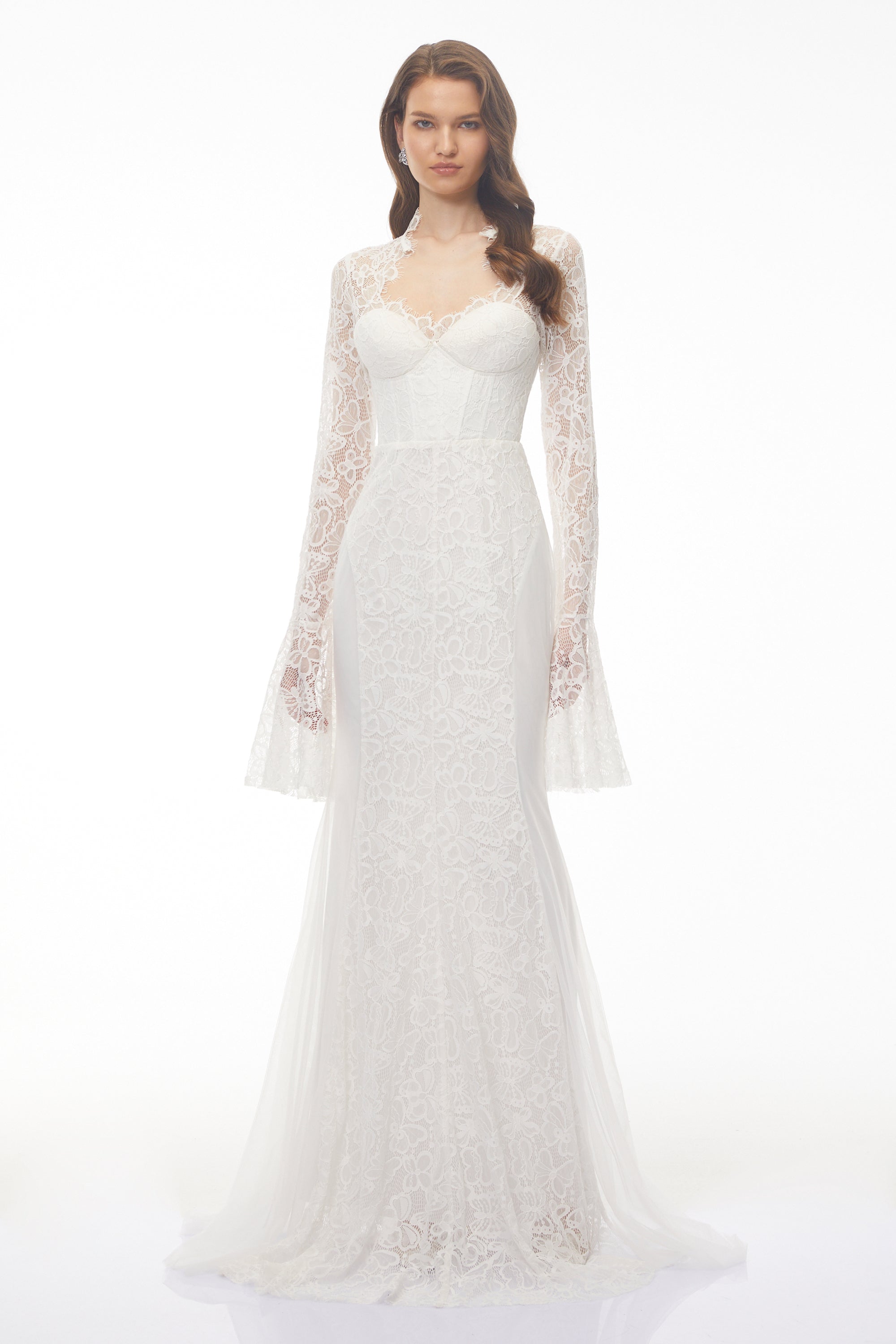 Małgorzata White Cut-Out Maxi Dress with Train