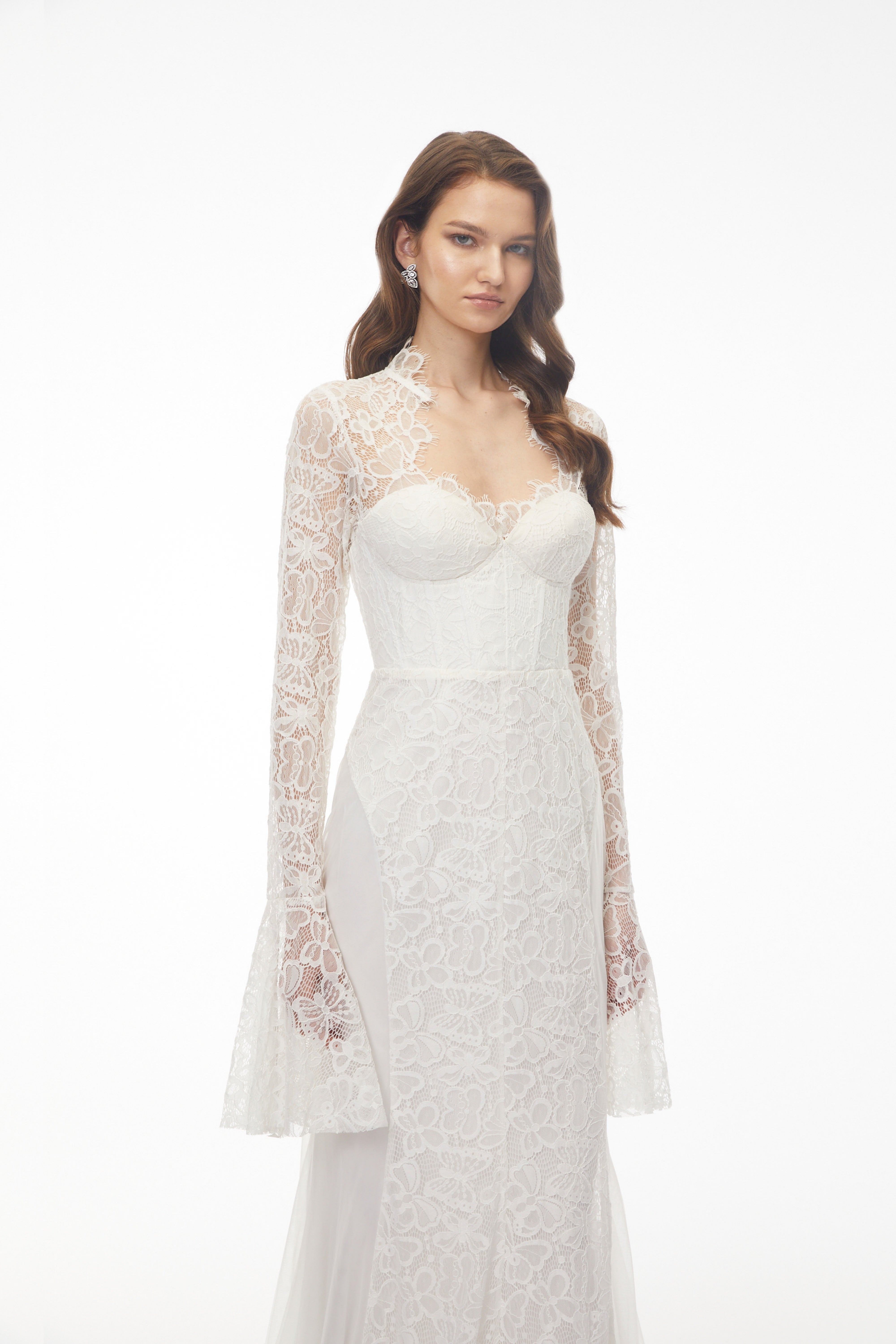 Małgorzata White Cut-Out Maxi Dress with Train