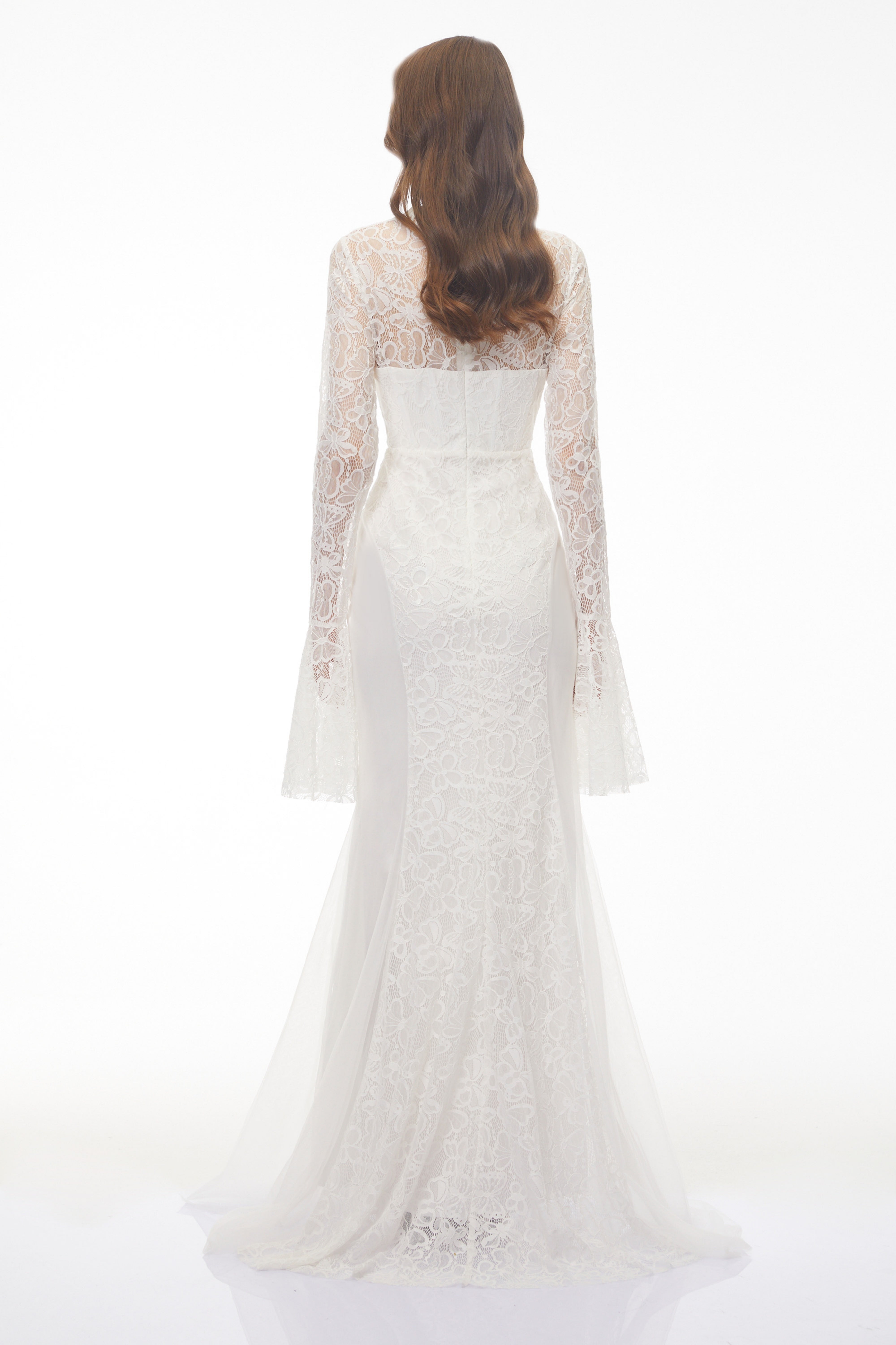 Małgorzata White Cut-Out Maxi Dress with Train