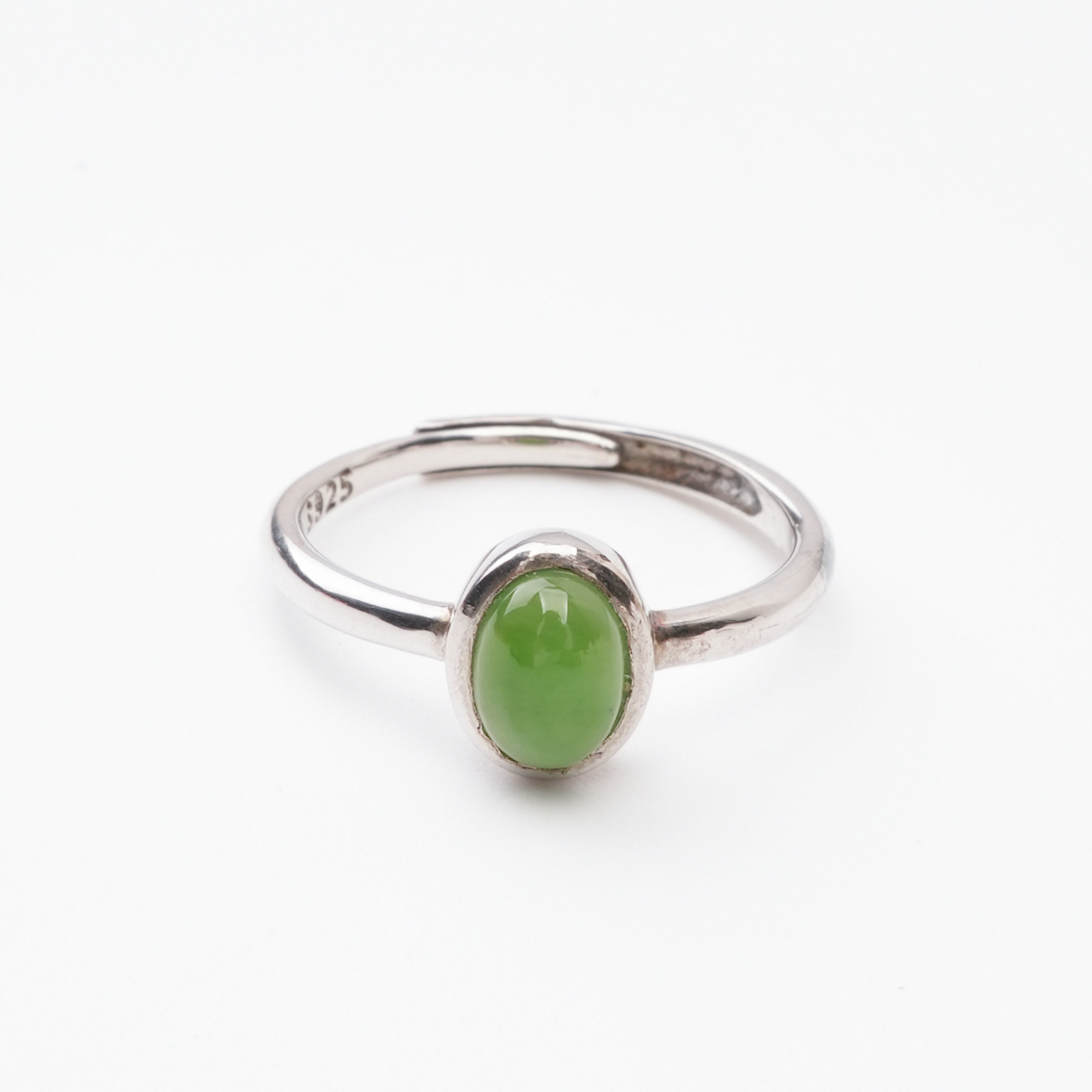 Manon Green Jasper Oval Cabochon Sterling Silver Ring