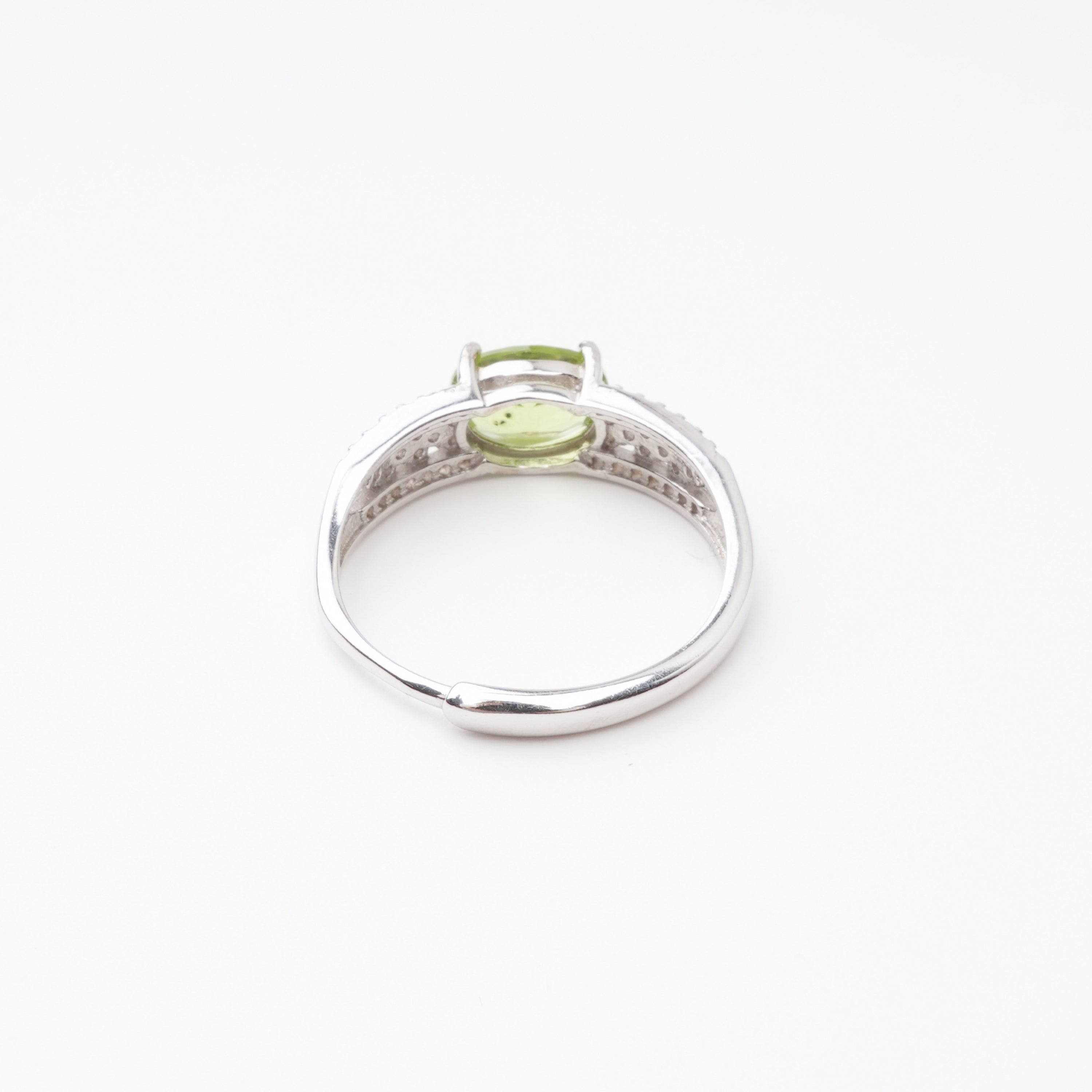 Manon Green Peridot Oval Cut Pavé Crystal Sterling Silver Ring
