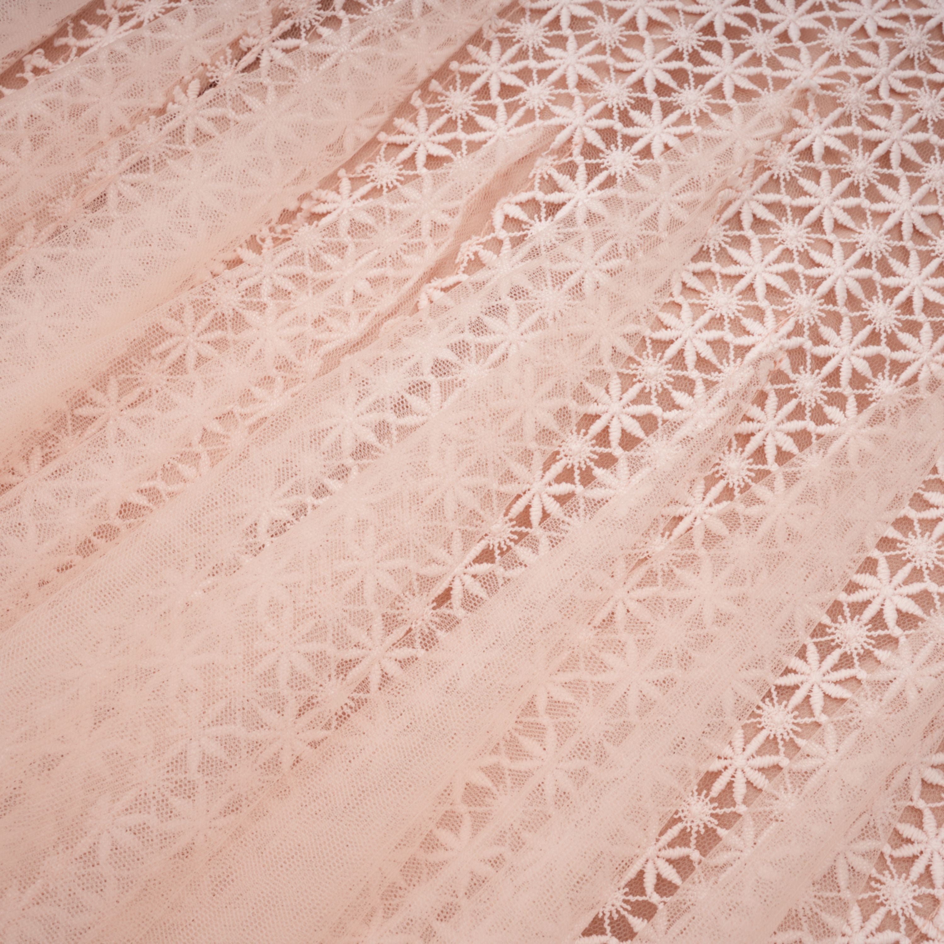 Margaret Light Pink Floral Crochet Midi Dress