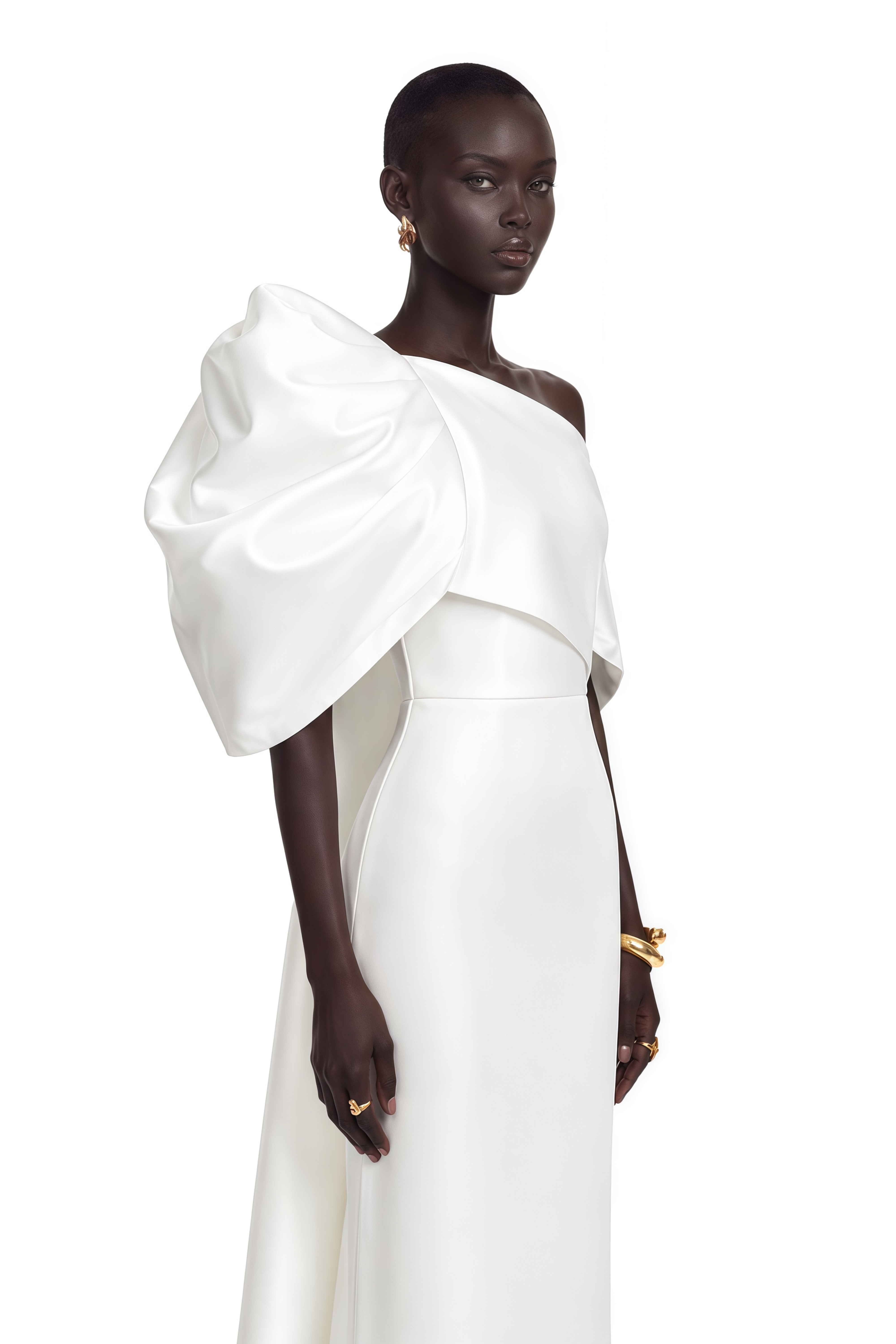Martina White One Shoulder Maxi Dress with Bow Detail