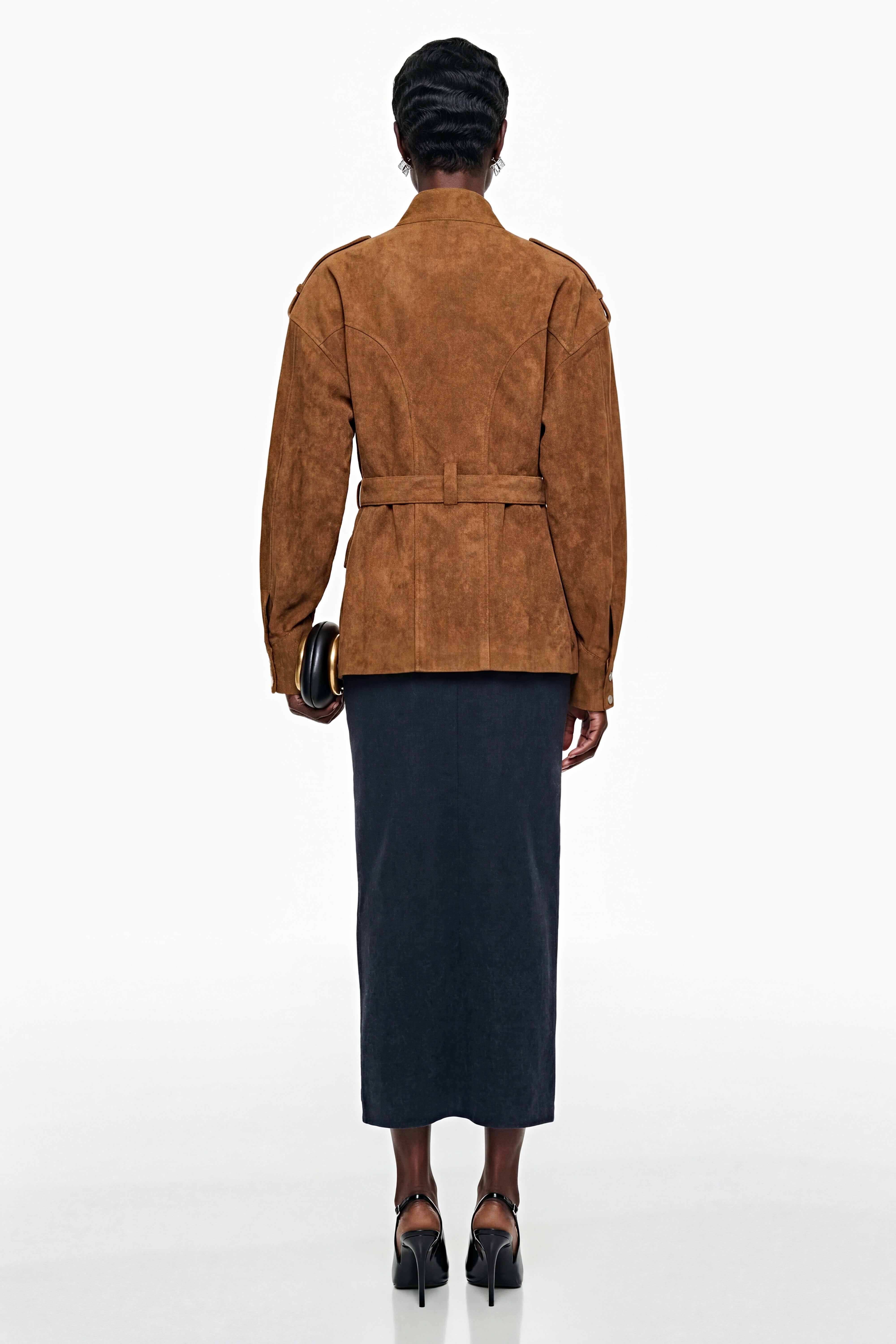 Veste en simili-suède marron chocolat Maryam